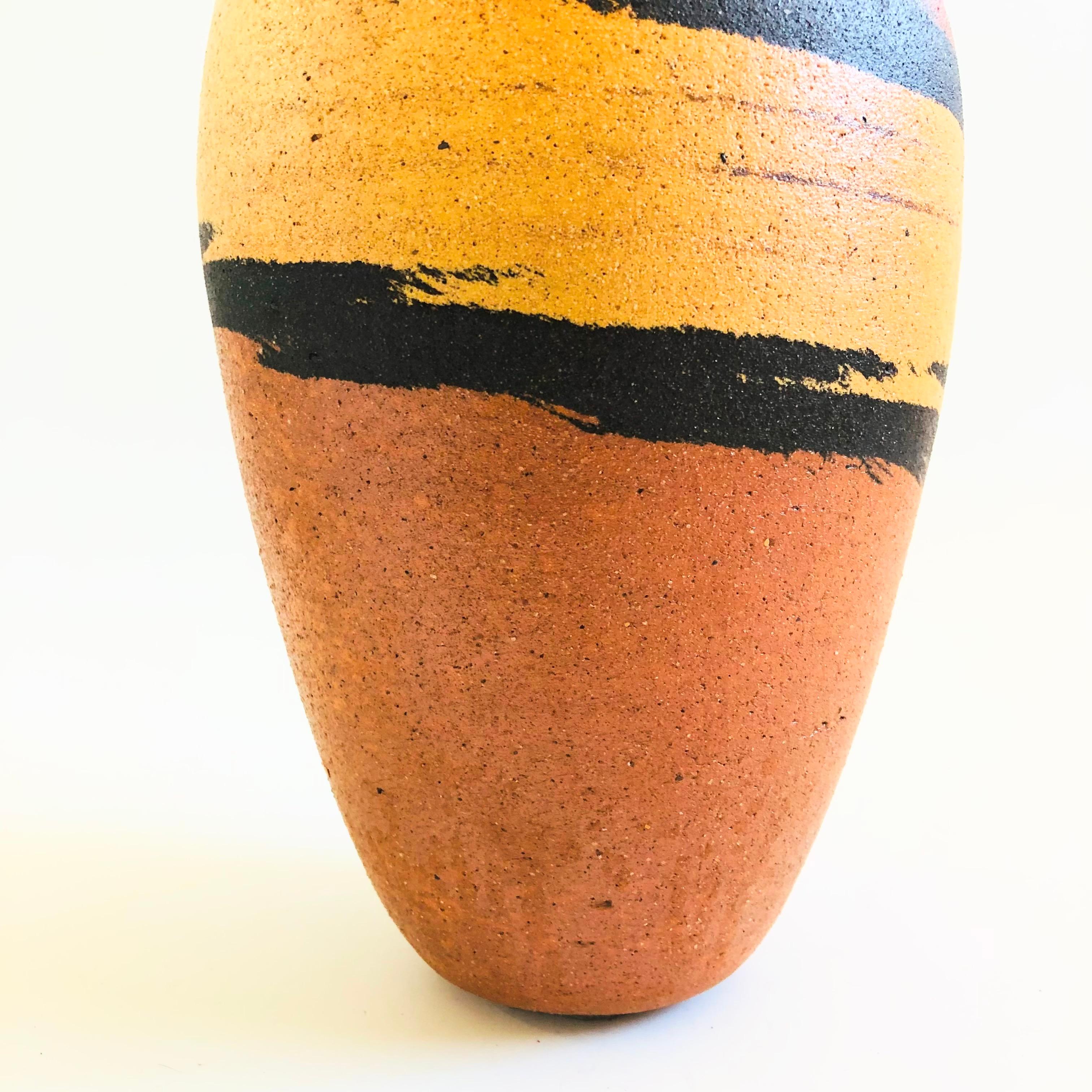 20th Century Large Terra Cotta Swirl Pottery Vase For Sale