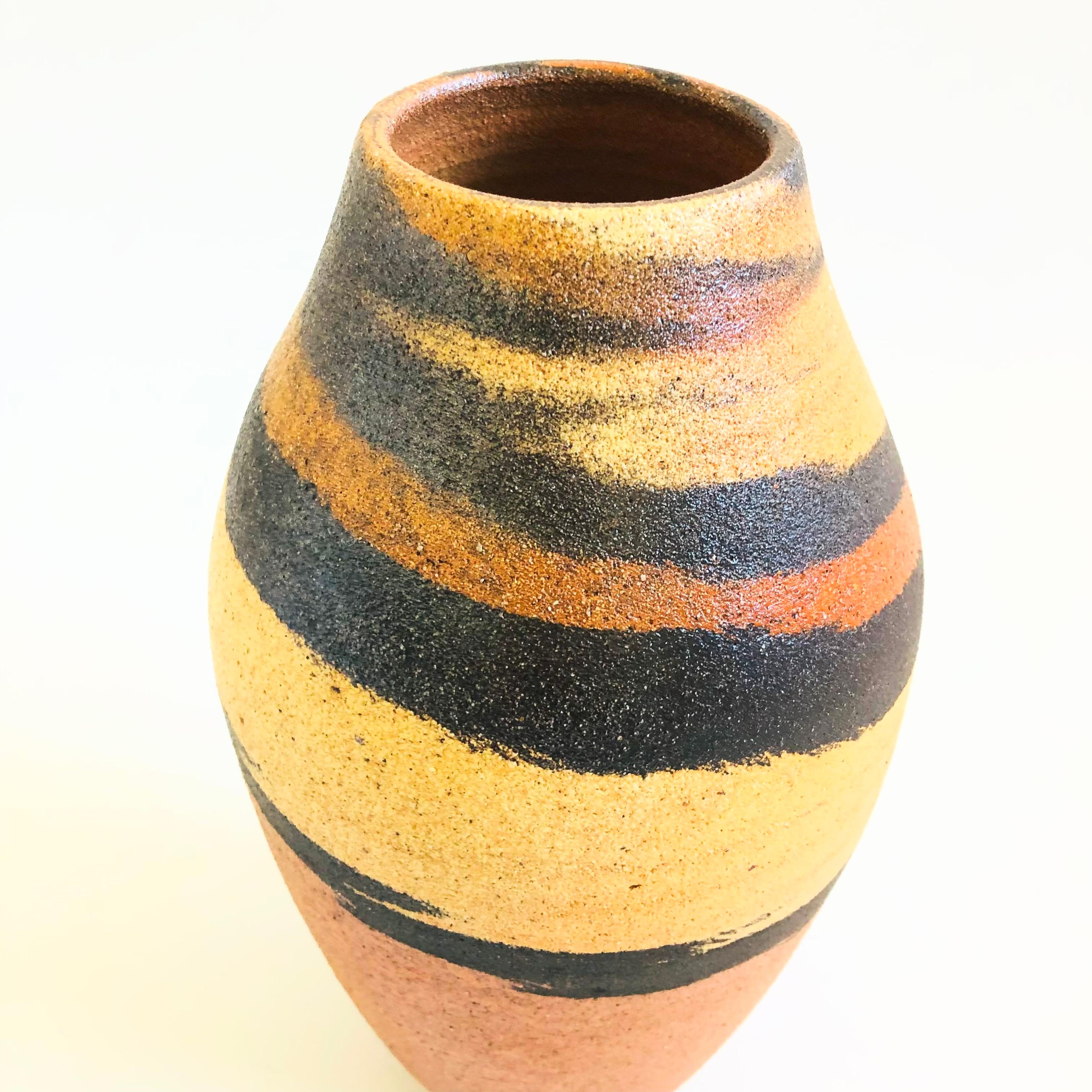Large Terra Cotta Swirl Pottery Vase For Sale 1