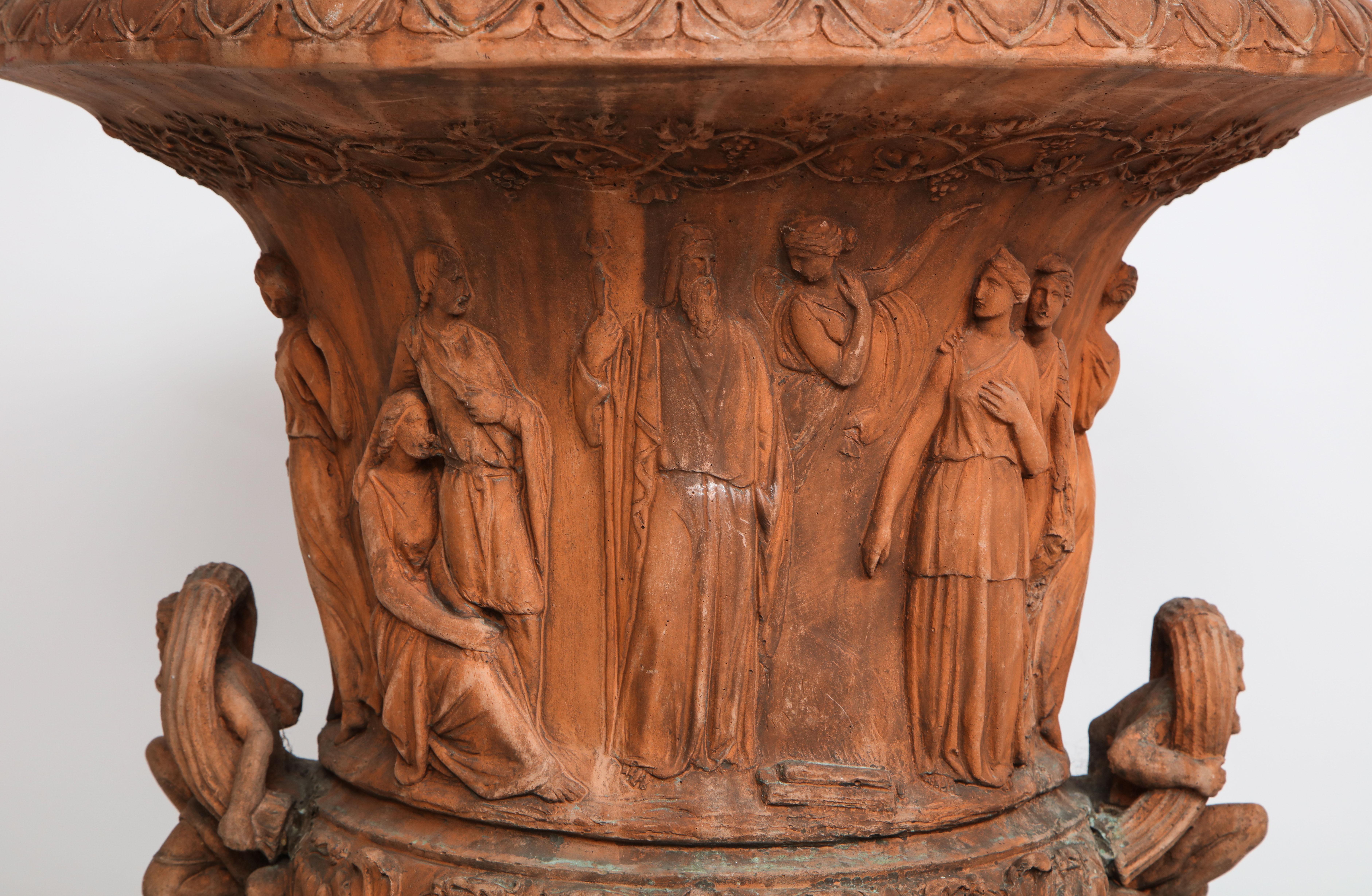 Large Terra Cotta Urn on Pedestal 5