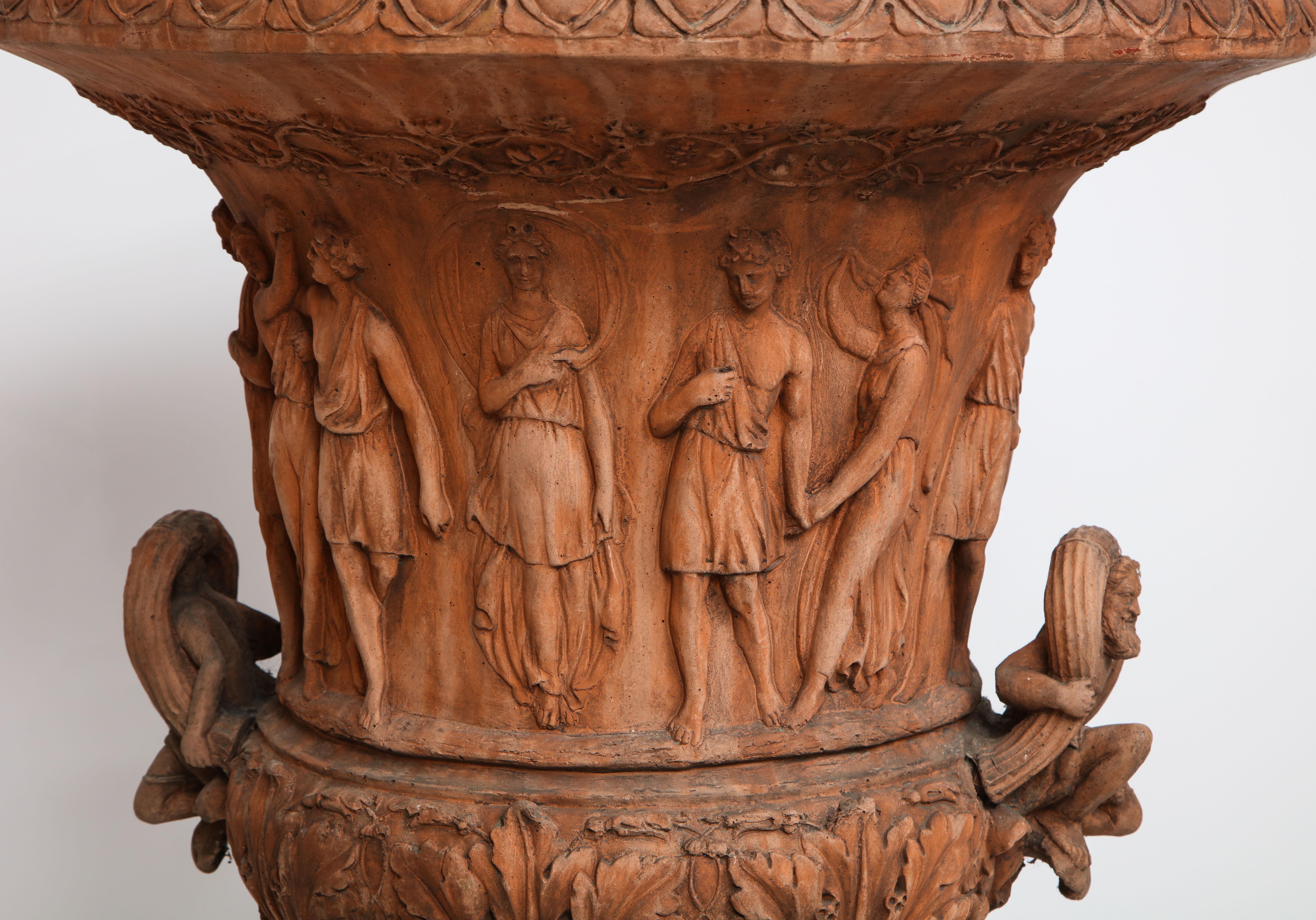 20th Century Large Terra Cotta Urn on Pedestal