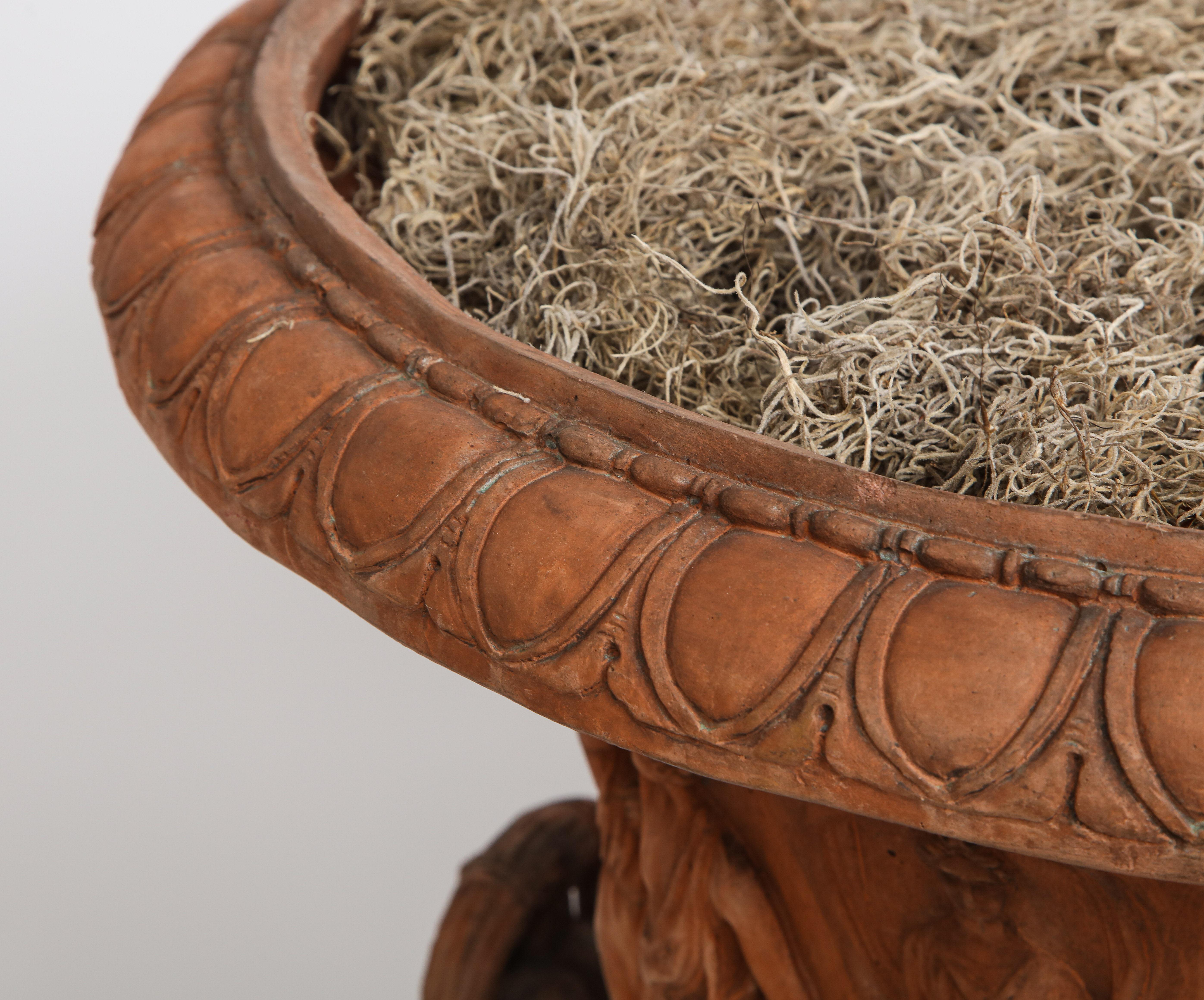 Large Terra Cotta Urn on Pedestal 2