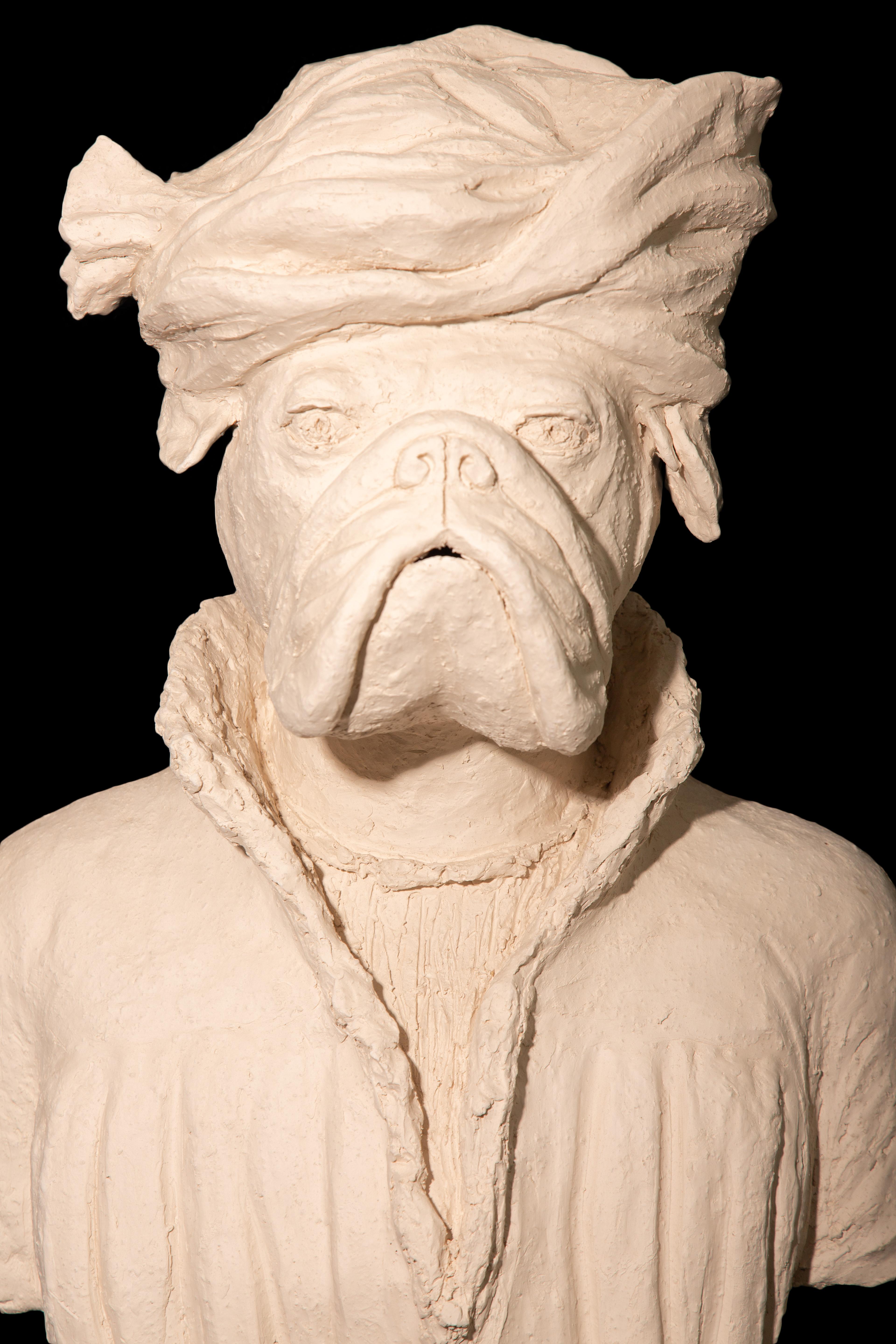 Terracotta anthropomorphic figure of a Bulldog Wearing a Turban and 19th century costume by Laurence Lenglare

Measures: 19