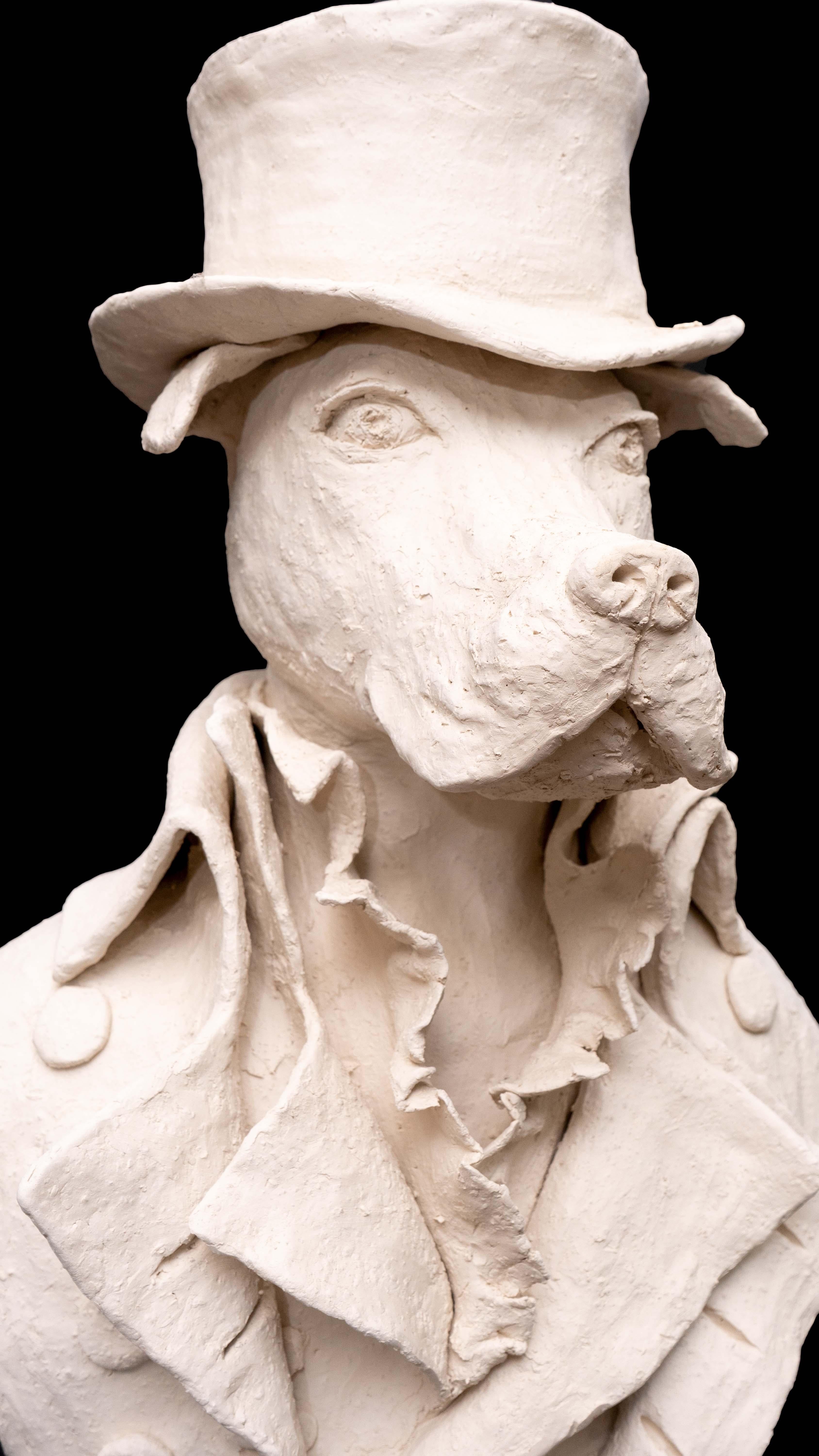 Large Terracotta Anthropomorphic Figure of a Dog Wearing a Top Hat In New Condition In New York, NY
