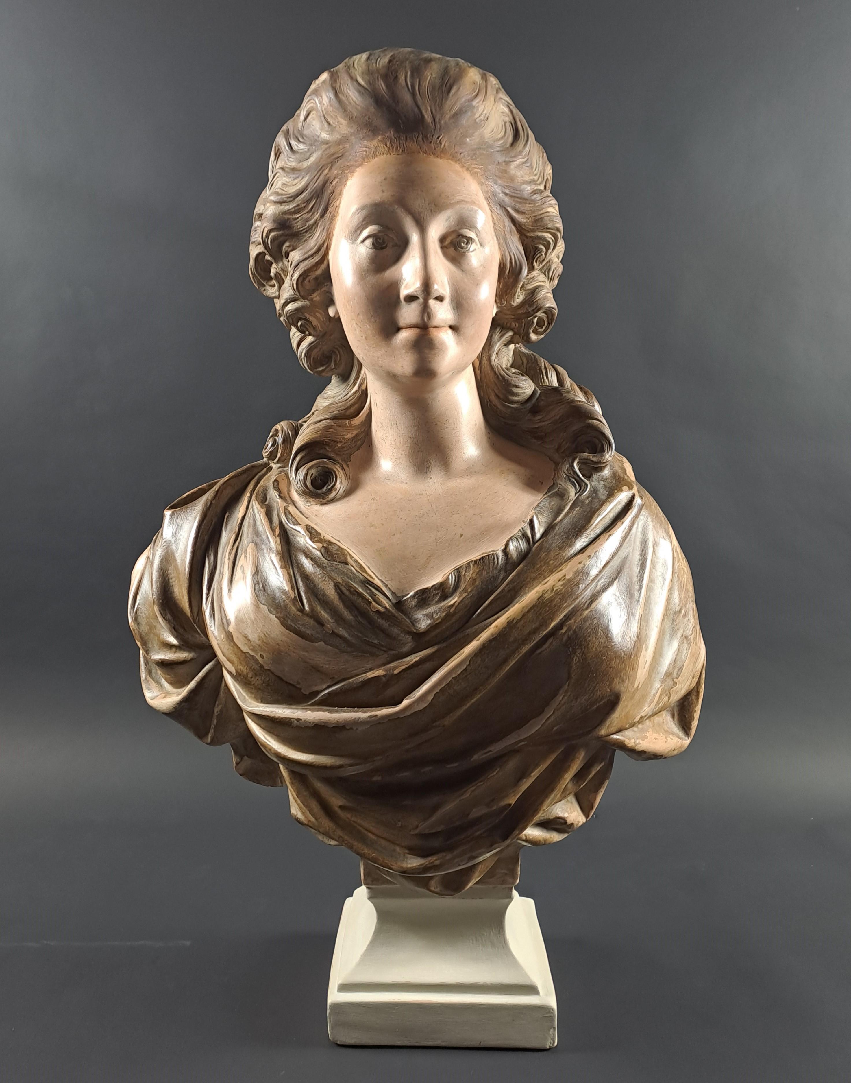 Grand buste en terre cuite - Dame de qualité dans le style du 18e siècle en vente 1