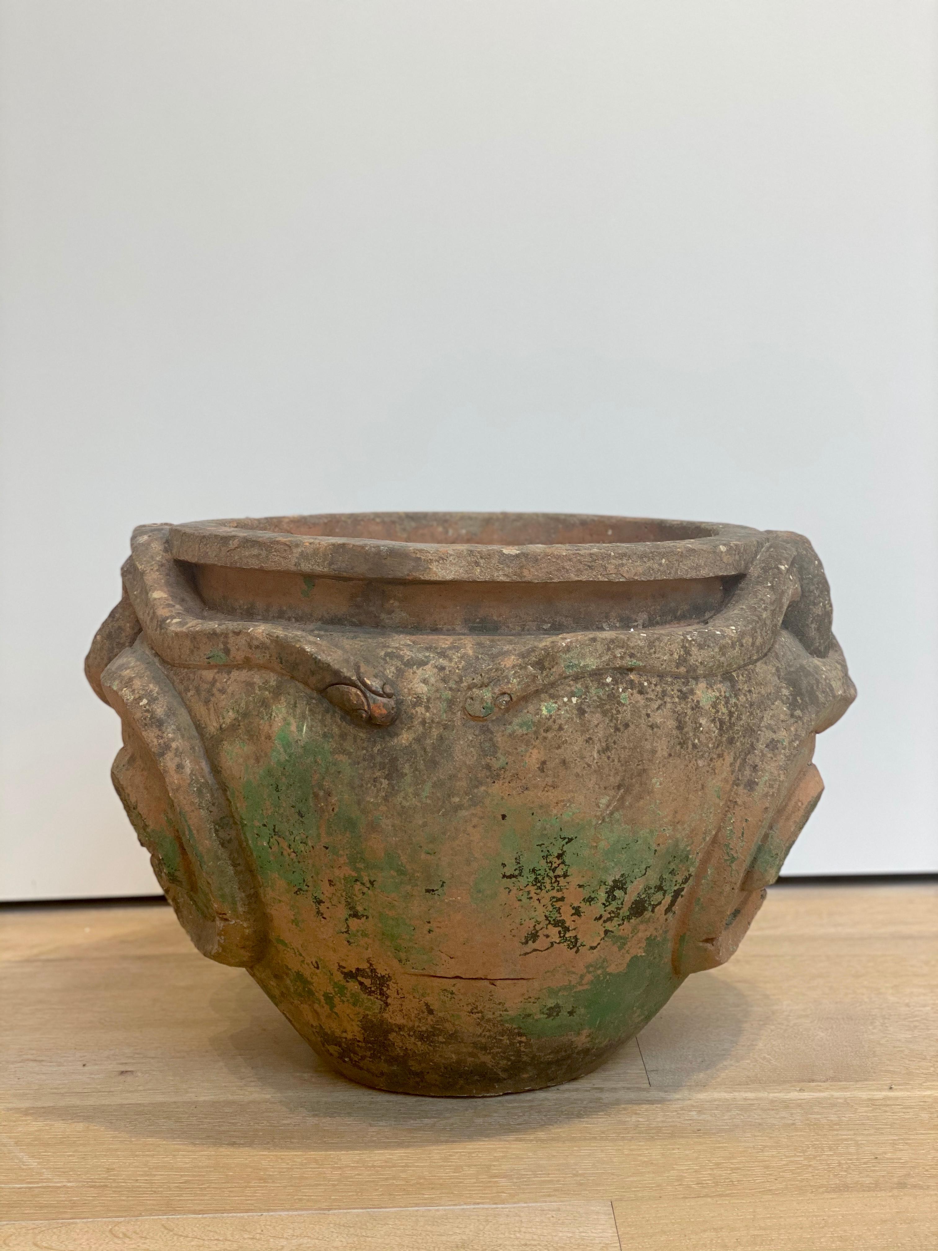 Large Terracotta Compton Snake Pot In Fair Condition In  Richmond, VA