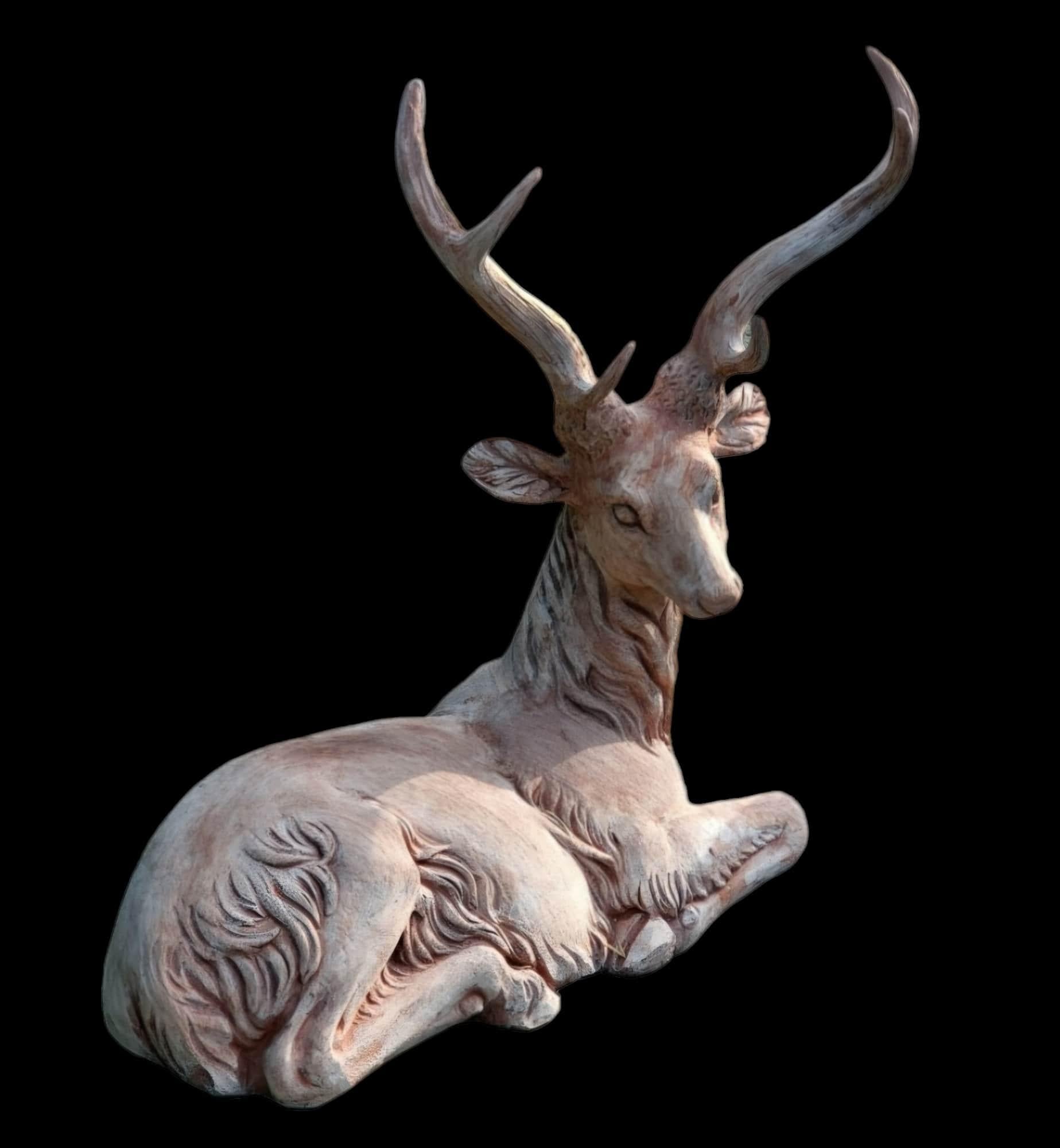 Ciervo de terracota hecho a mano, tierra de Impruneta.  terracota natural. Buena fabricación, made in Italy