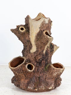 Large Terracotta English Faux Bois Planter, Edwardian, early 20th Century