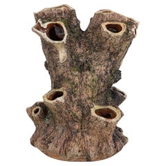 Large Terracotta English Faux Bois Planter, Edwardian, early 20th Century