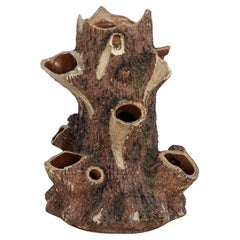 Large Terracotta English Faux Bois Planter, Edwardian, early 20th Century