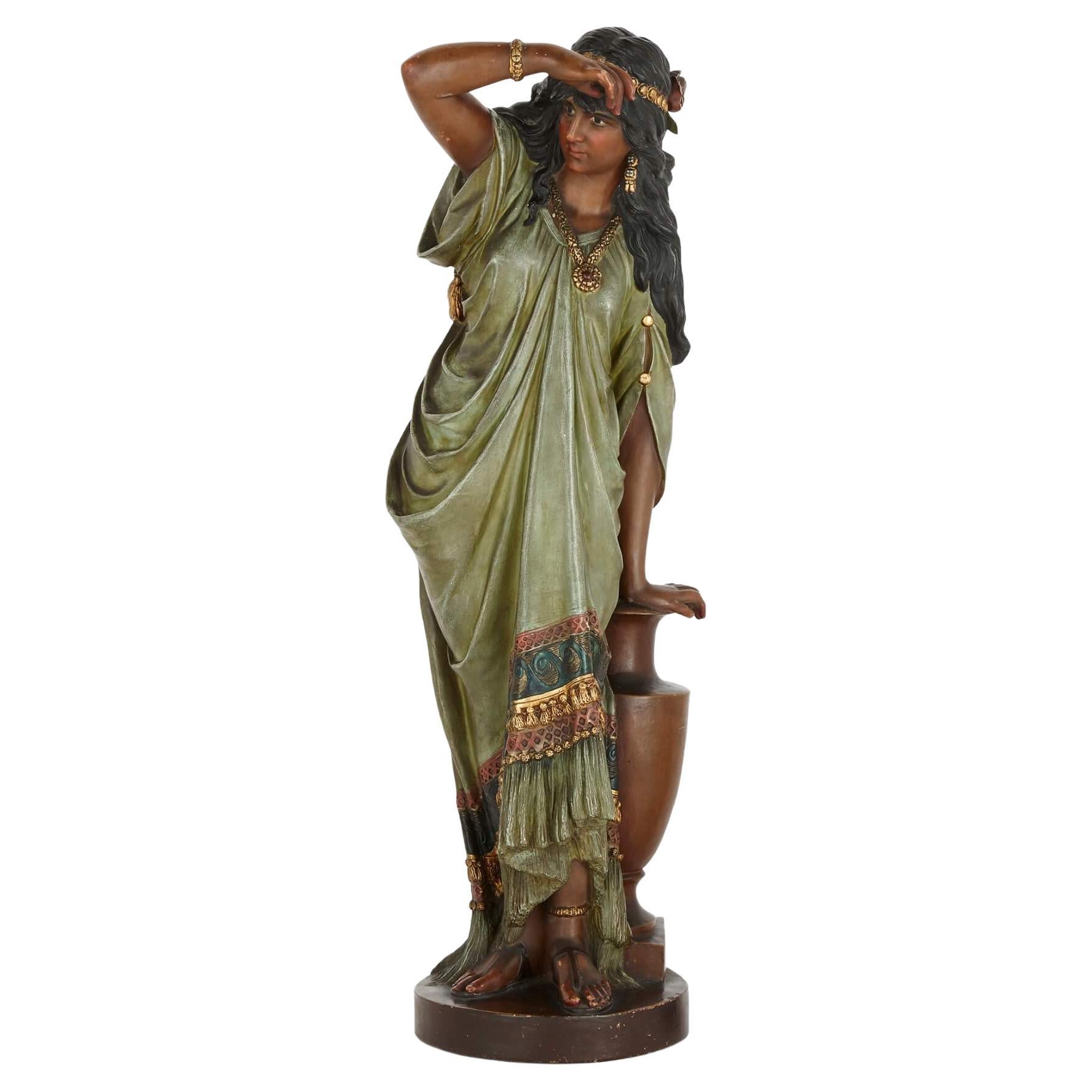 Large Terracotta Female Figure by Okcar Gladenbeck For Sale