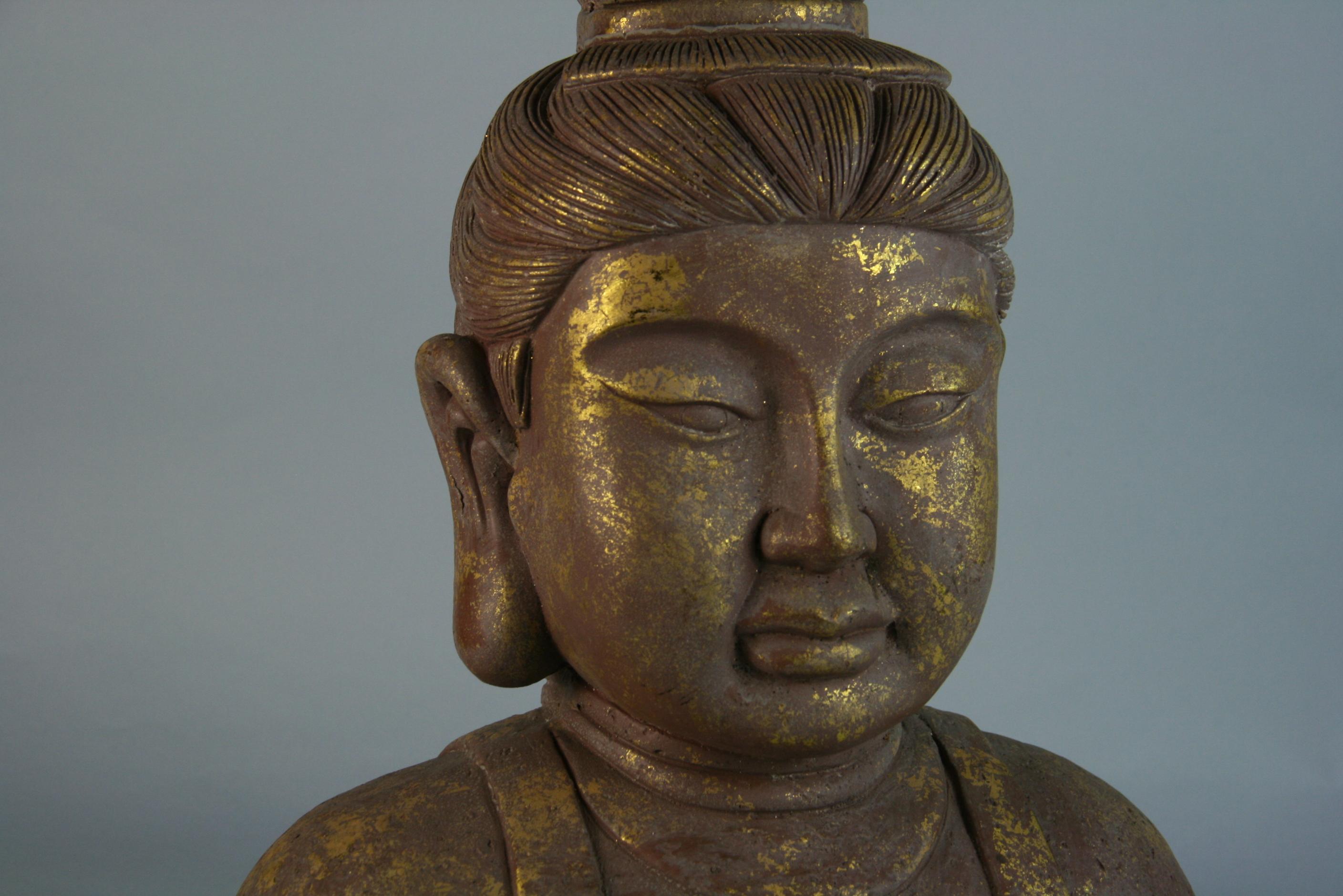 Late 20th Century Large Terracotta Garden Buddha For Sale