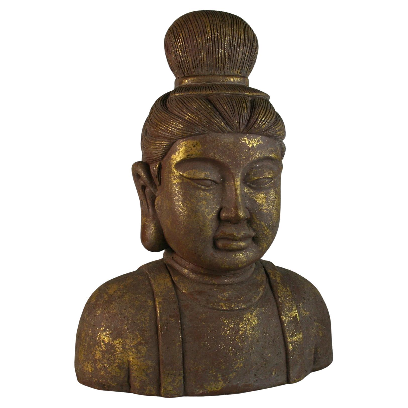 Grand bouddha de jardin en terre cuite en vente