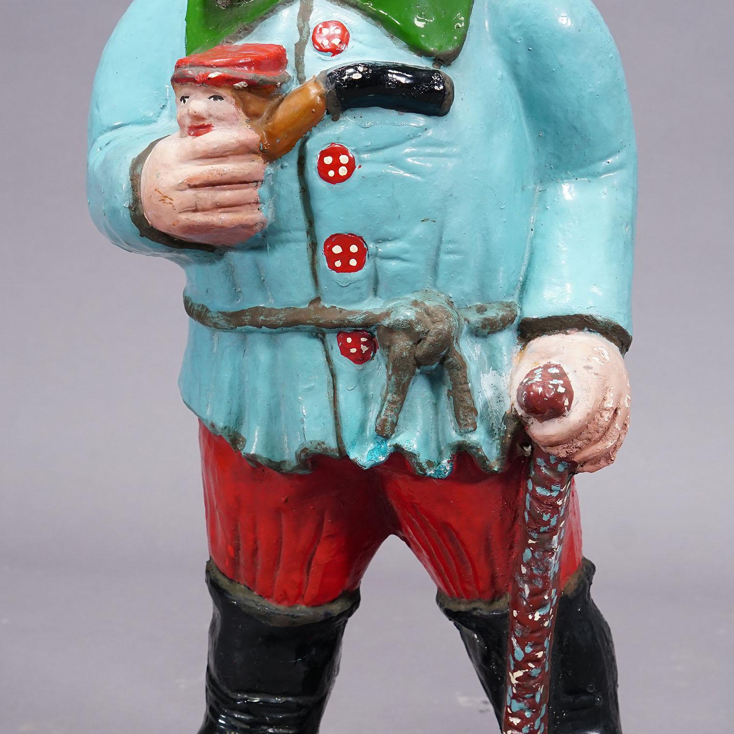 Large Terracotta Garden Gnome with Pipe, Germany ca. 1920s For Sale 1