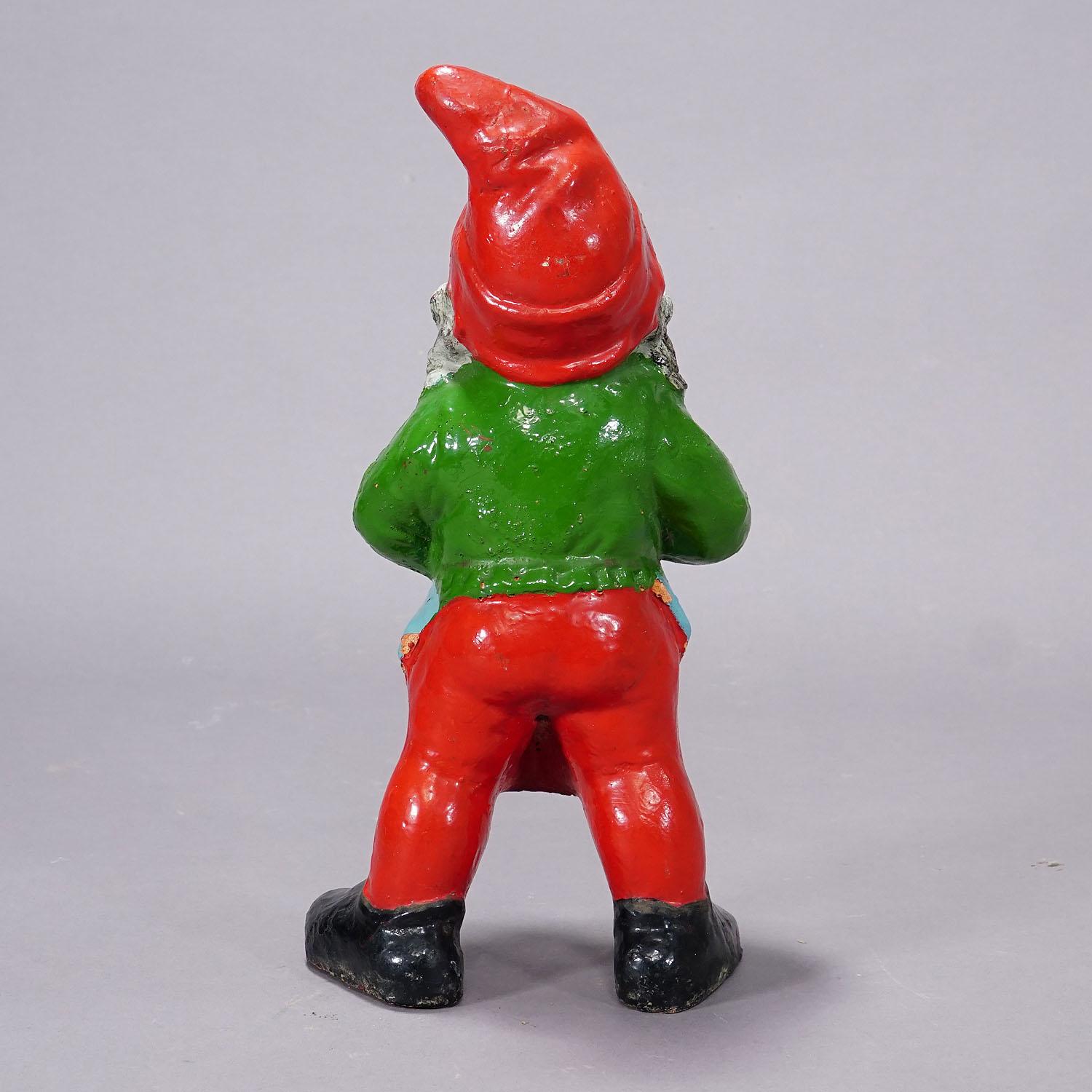 Large Terracotta Garden Gnome with Pipe, Germany ca. 1930s 1