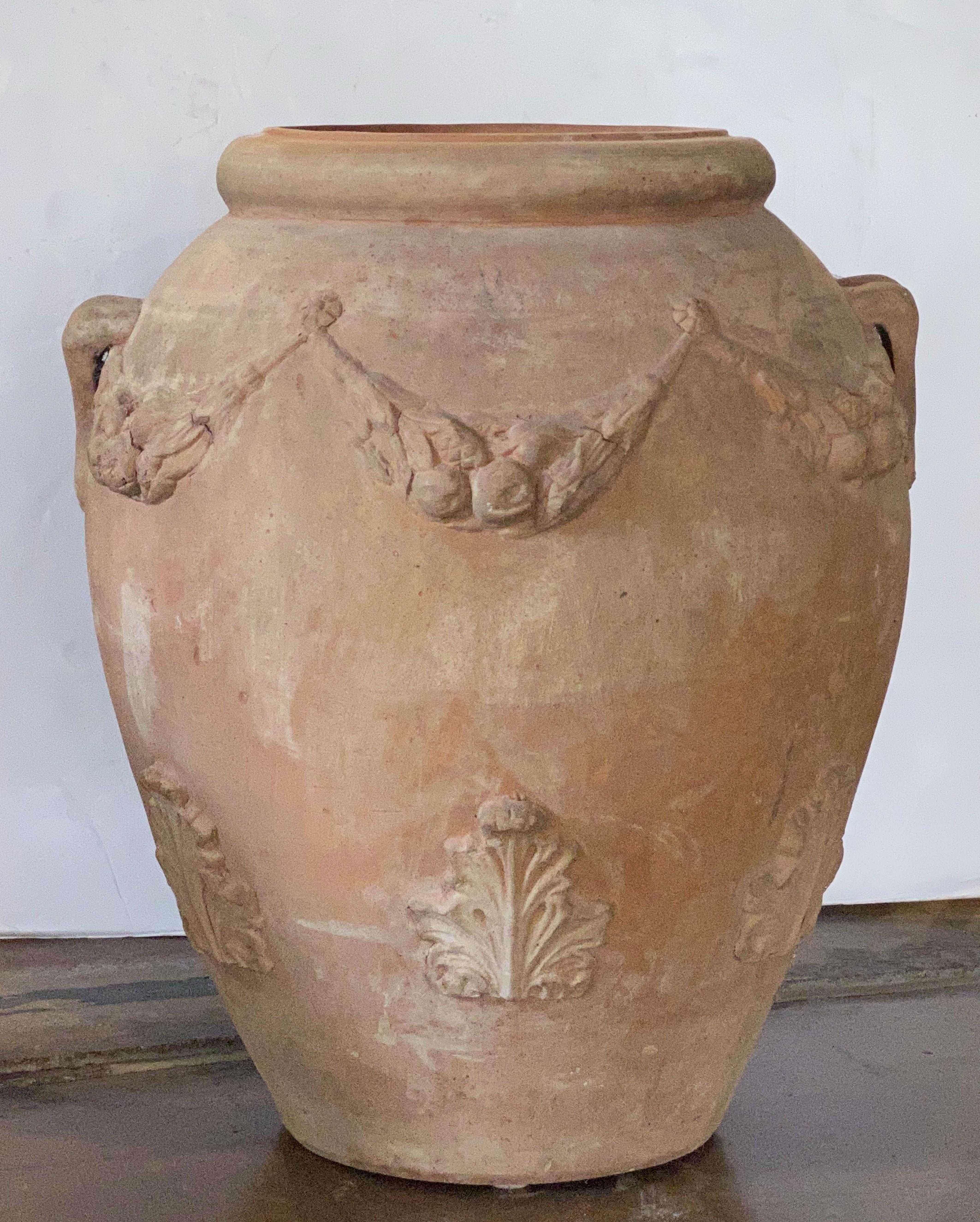 French Large Terracotta Garden Urn or Oil Jar from France