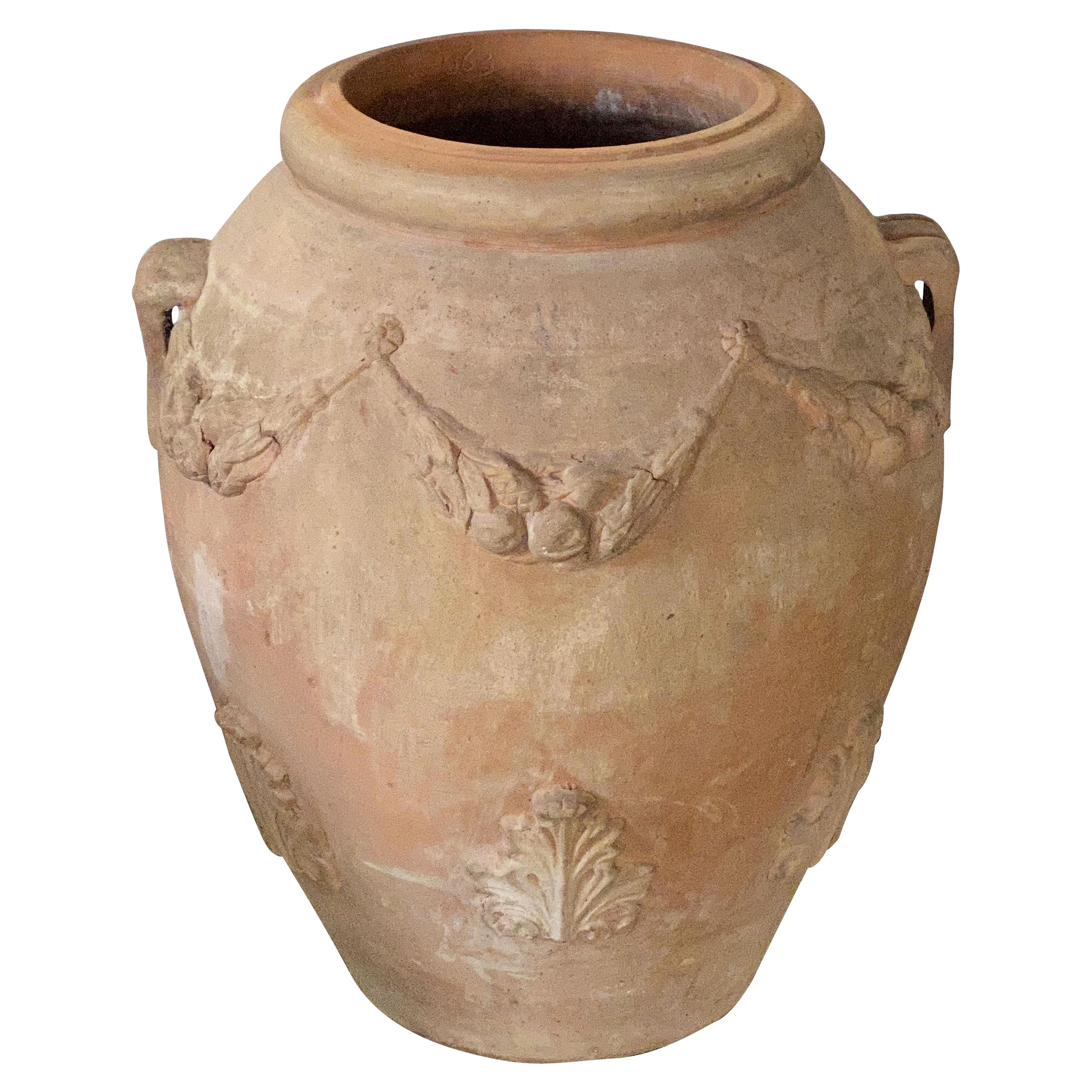 Large Terracotta Garden Urn or Oil Jar from France