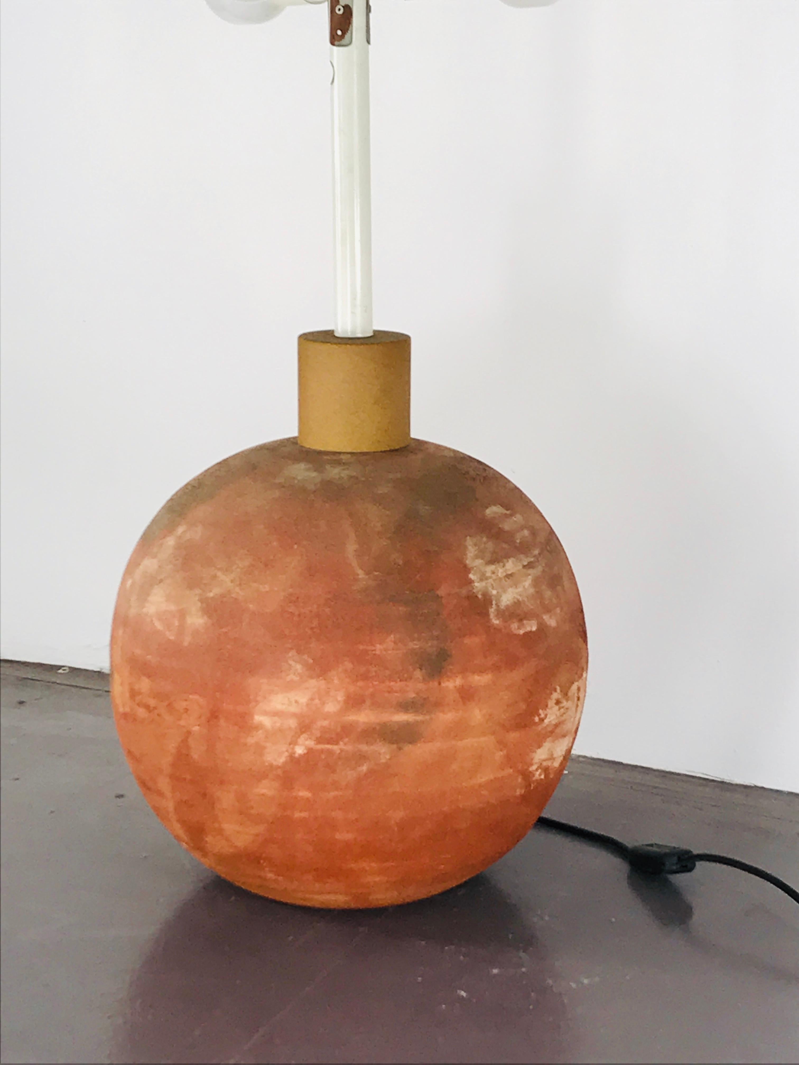 Società Porcellane Artistiche midcentury spherical terracotta Italian floor lamp For Sale 4