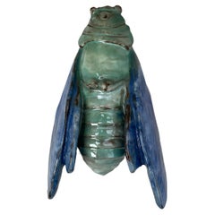 Large Terracotta Majolica Cicada Bavent Normandy Applique