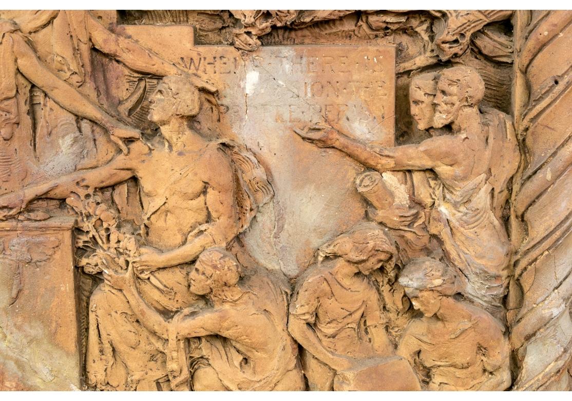 Large Terracotta Neoclassical Relief Sculpture Titled 
