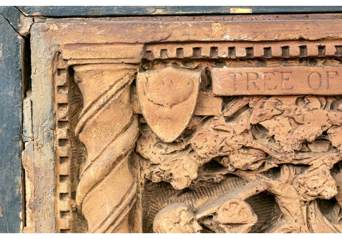 Hand-Carved Large Terracotta Neoclassical Relief Sculpture Titled 