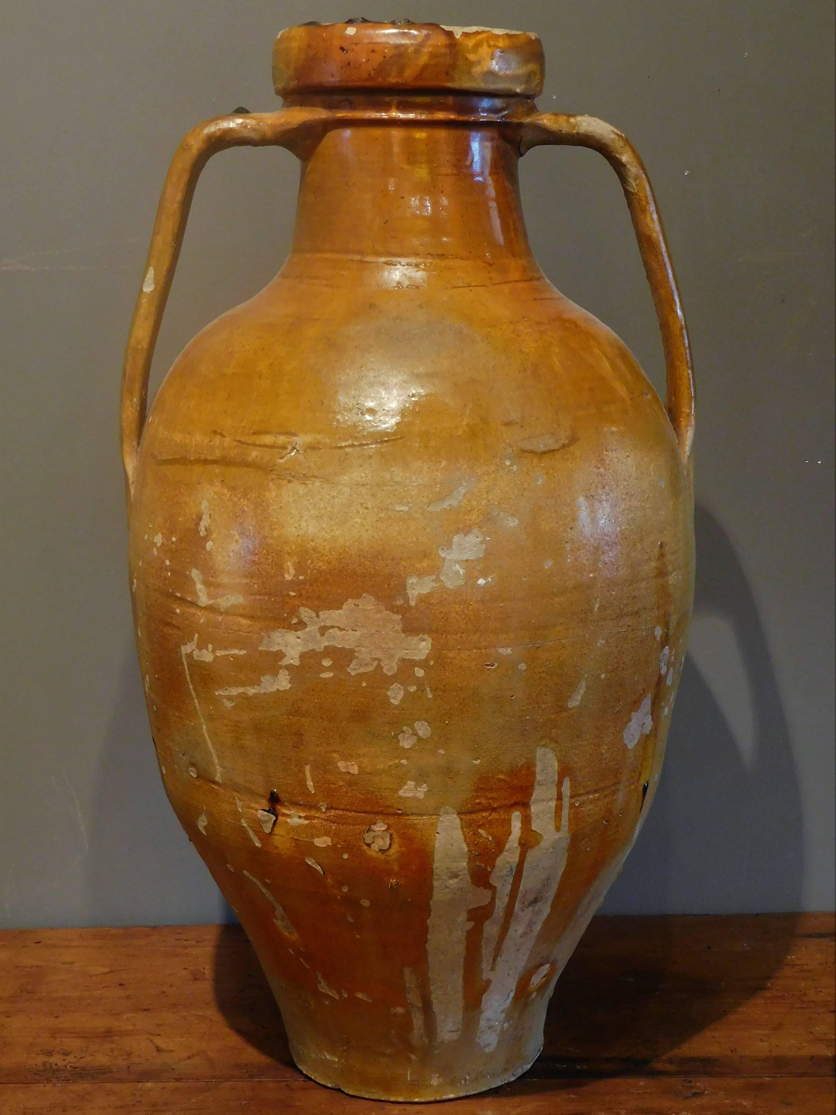 Large Terracotta Olive Oil Amphora with Spout and Handles, Italy, circa 1840 2