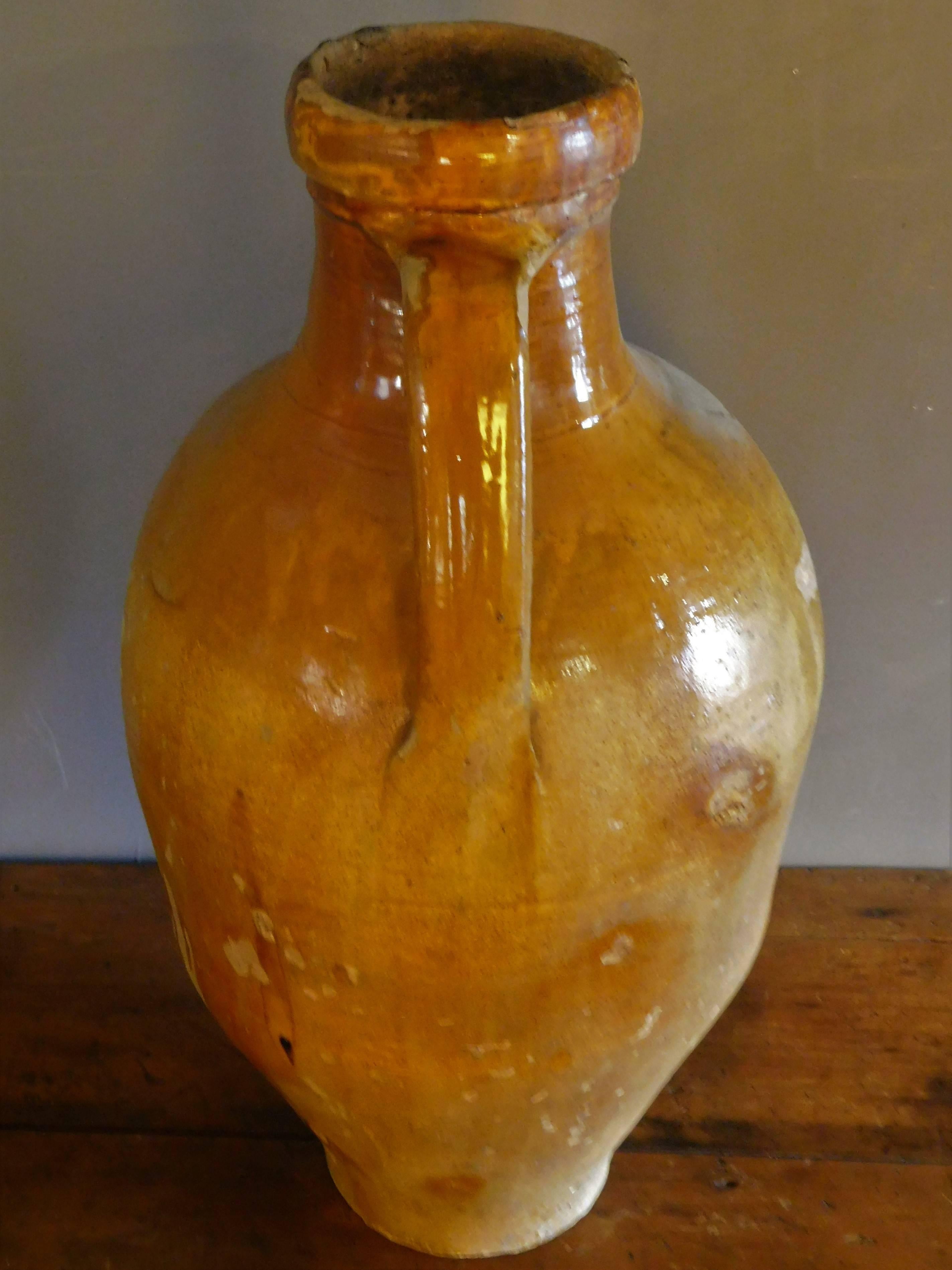 Italian Large Terracotta Olive Oil Amphora with Spout and Handles, Italy, circa 1840