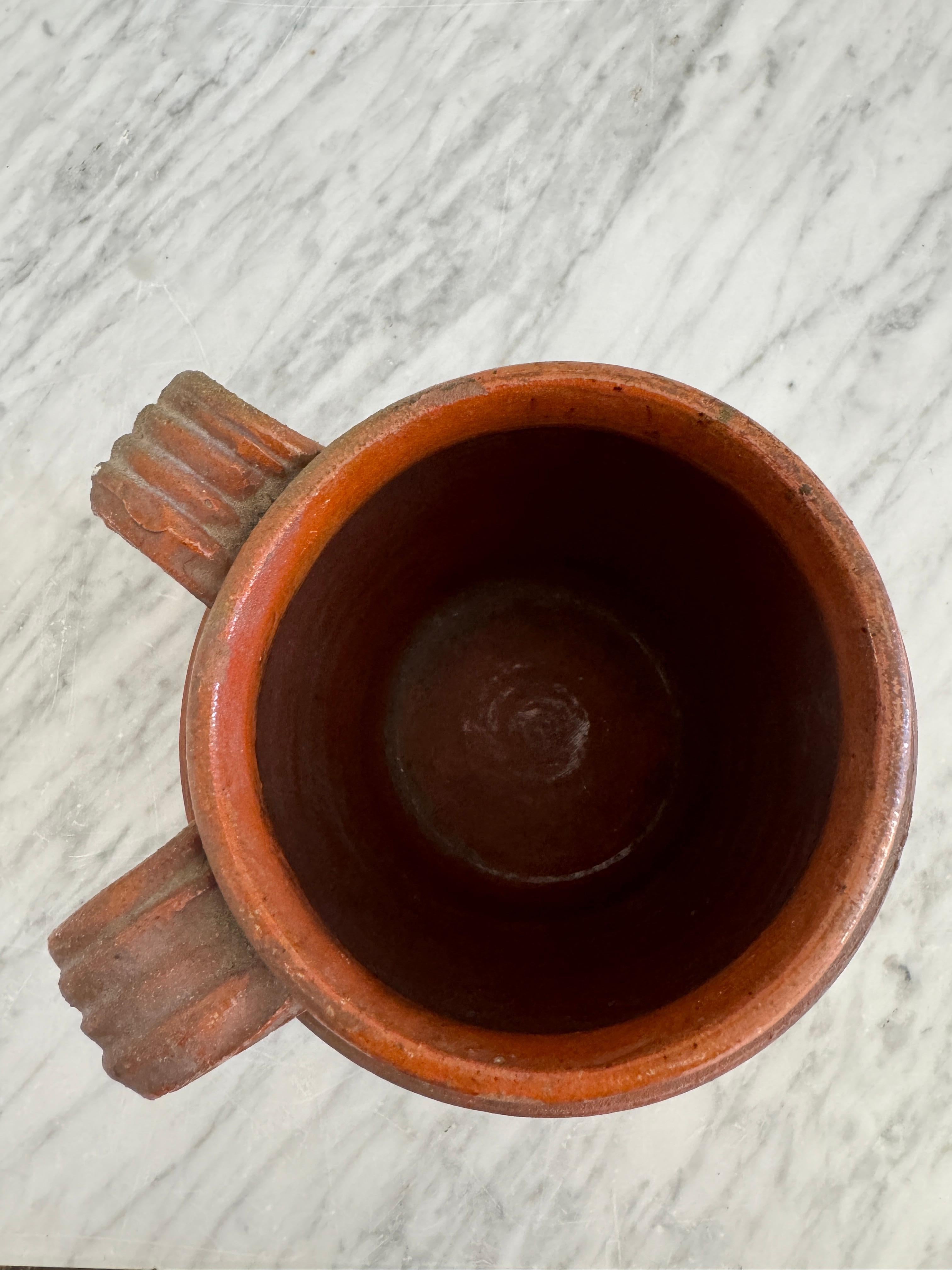 Rustico Vasi grandi in terracotta pignata con metà smalto in vendita