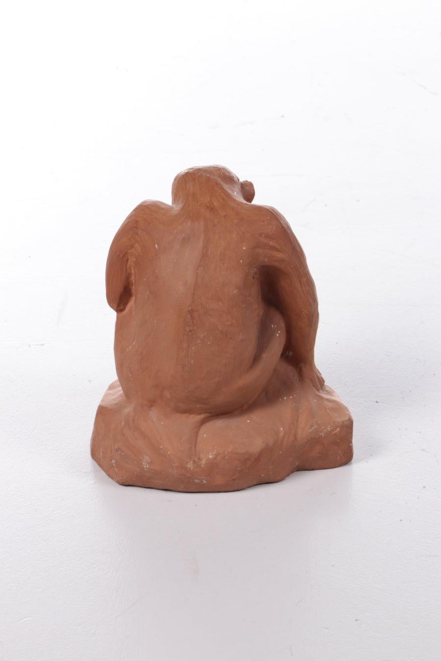 Mid-Century Modern Large Terracotta Sitting Ape For Sale