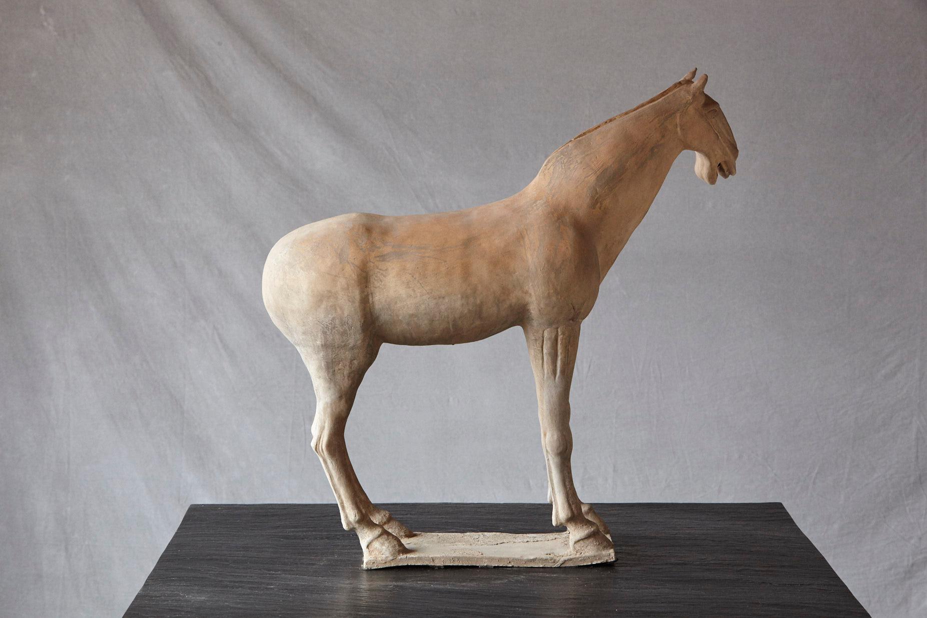 Late 20th Century Large Terracotta Tang Dynasty Style Horse Sculpture