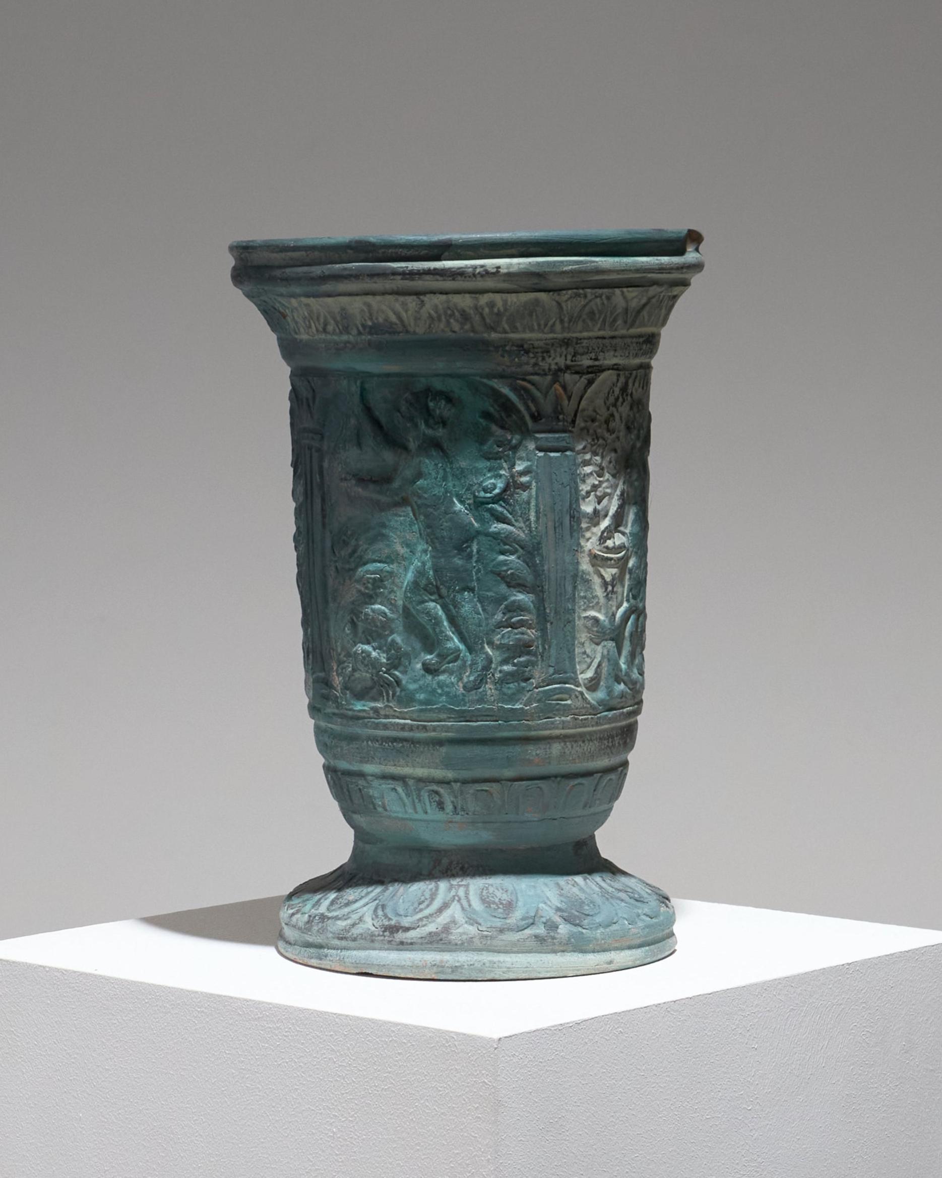 Mid-Century Modern Large Terracotta Vase with Mythological Decoration, 1950s For Sale
