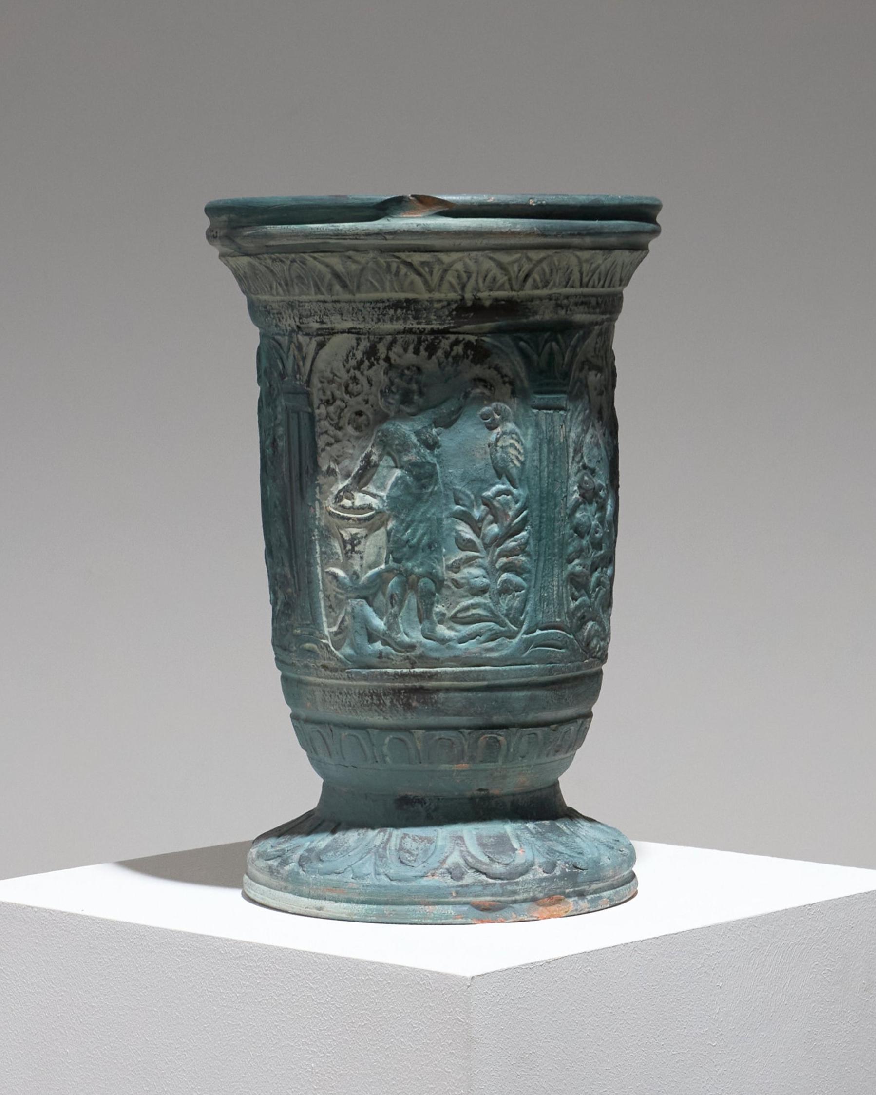 Unknown Large Terracotta Vase with Mythological Decoration, 1950s For Sale