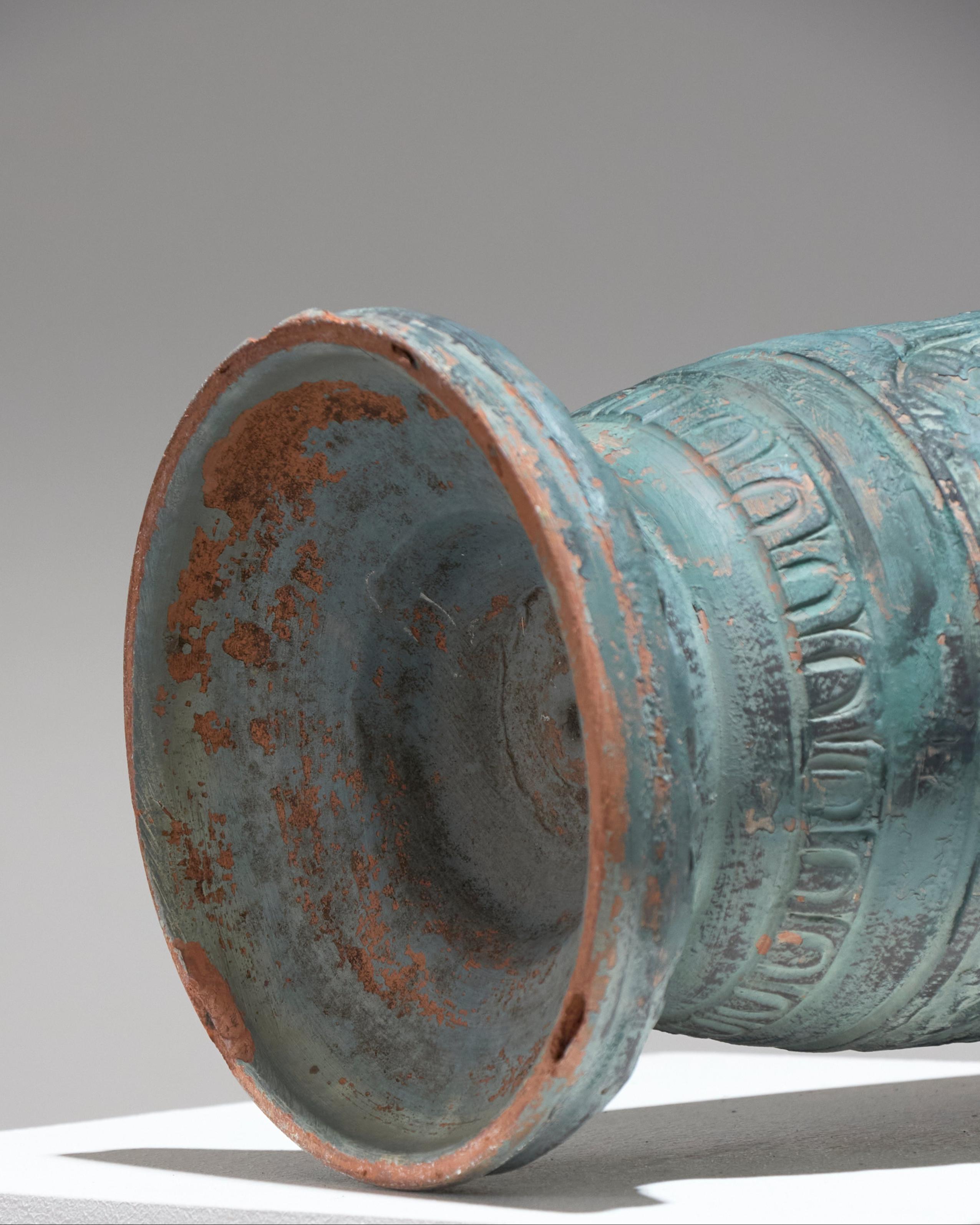 20th Century Large Terracotta Vase with Mythological Decoration, 1950s For Sale