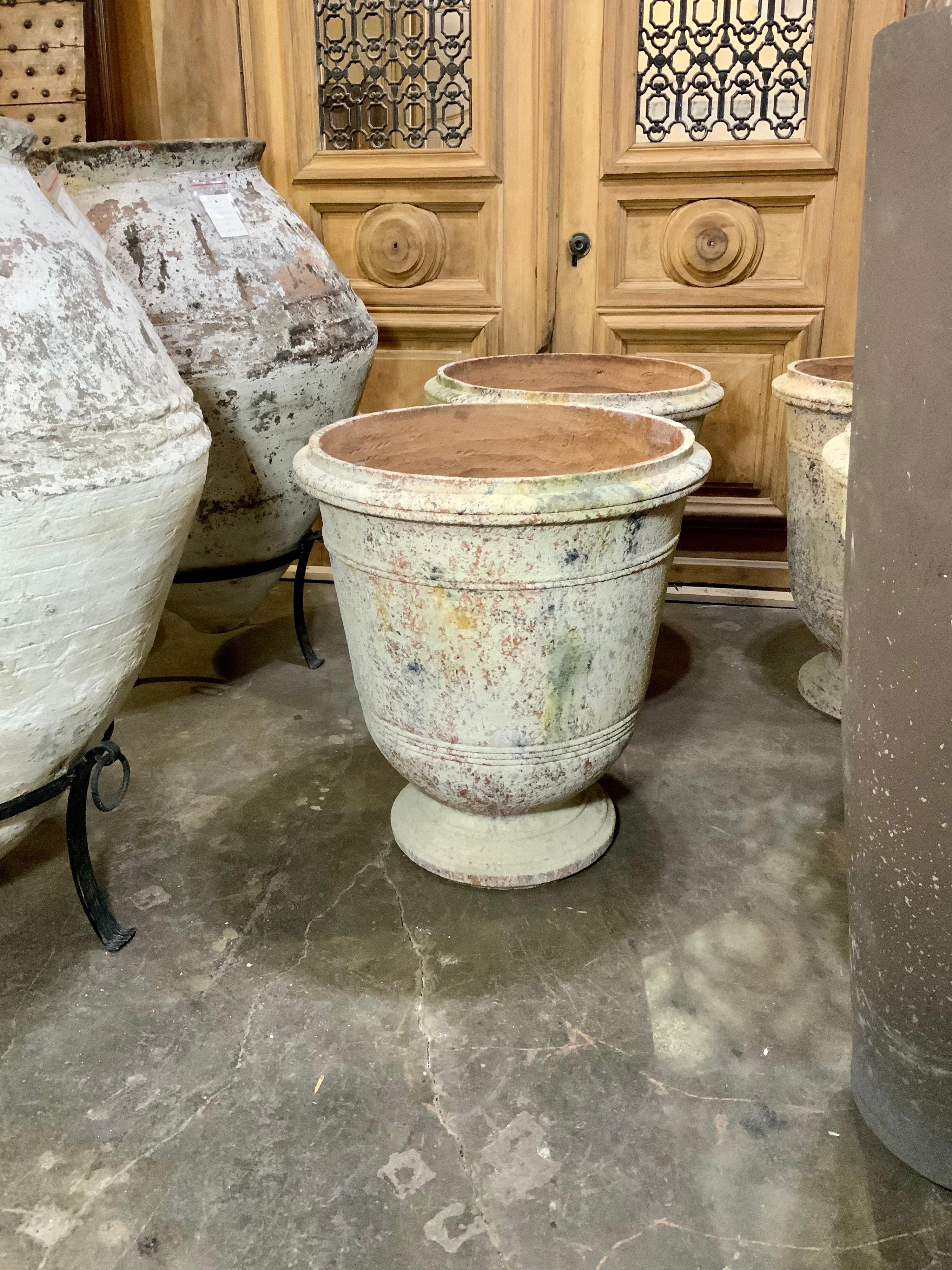 Diese große Terrakotta-Urne stammt aus der Provence in Frankreich.

Zeitgenössisch, handgefertigt.