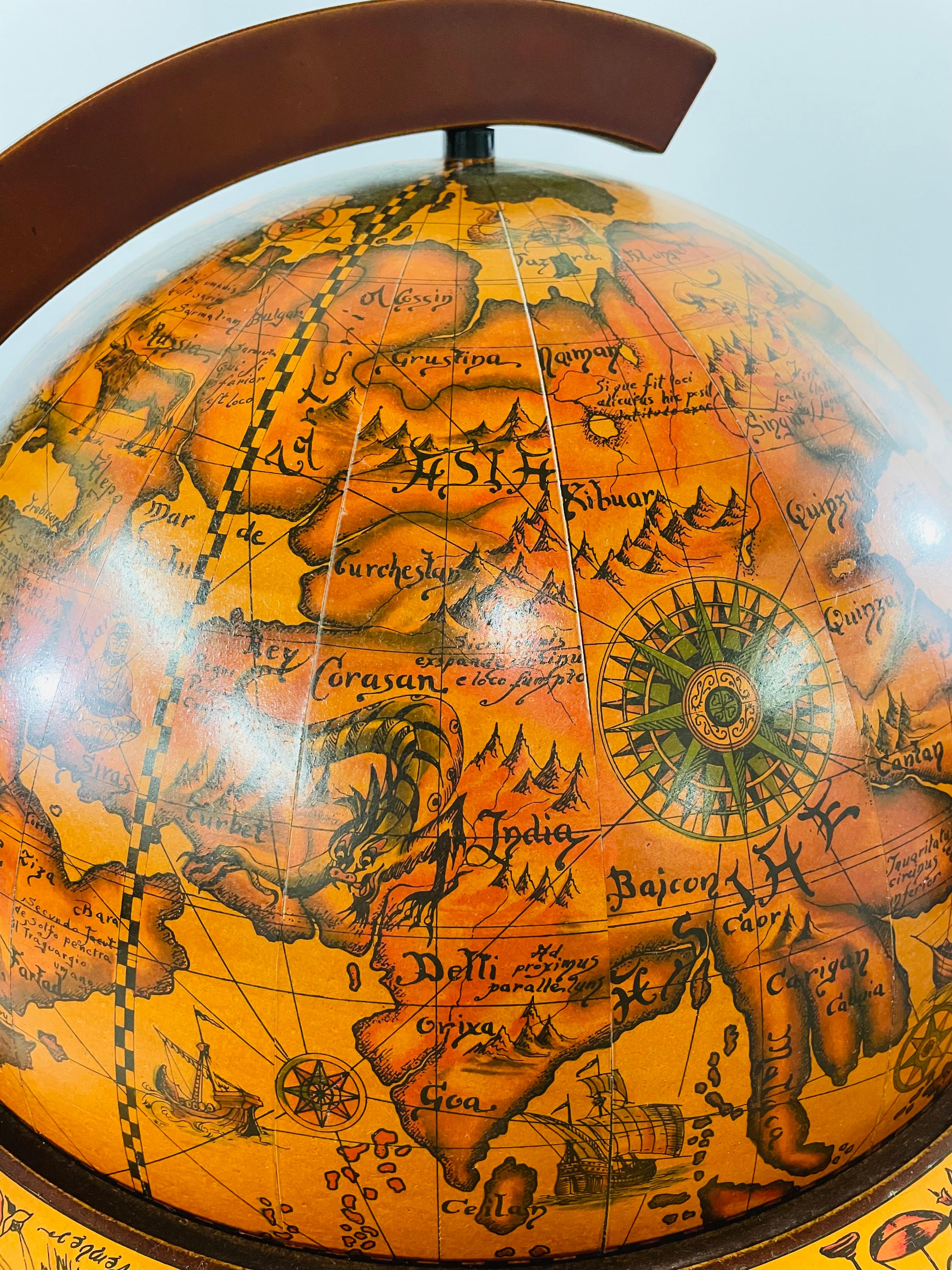 Large Terrestrial and Celestial Globe with Astrological Signs, Circa 1970 In Good Condition In Plainview, NY