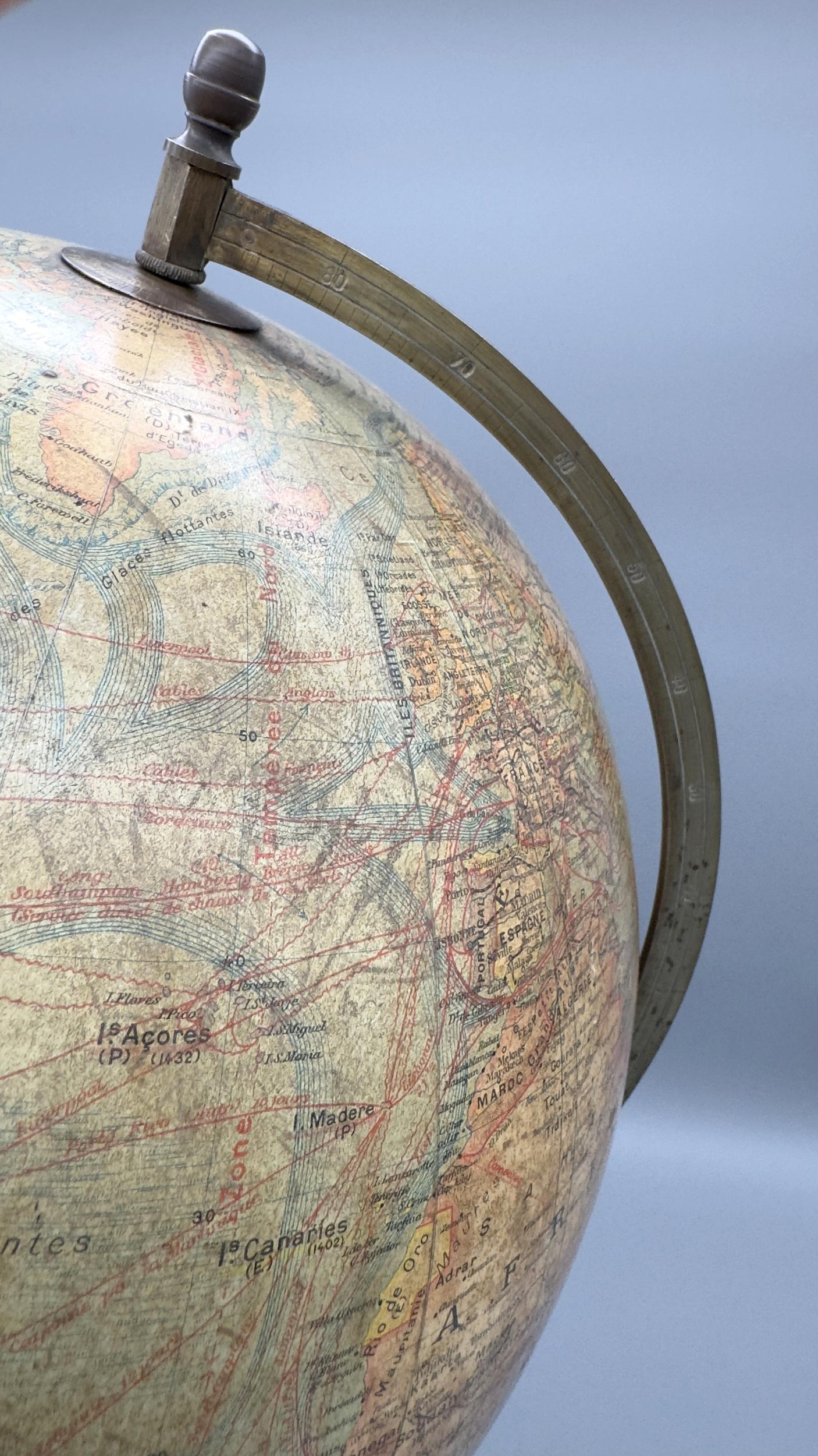 Late 19th Century Large terrestrial globe by Joseph Forest, Paris, France, circa 1890 For Sale