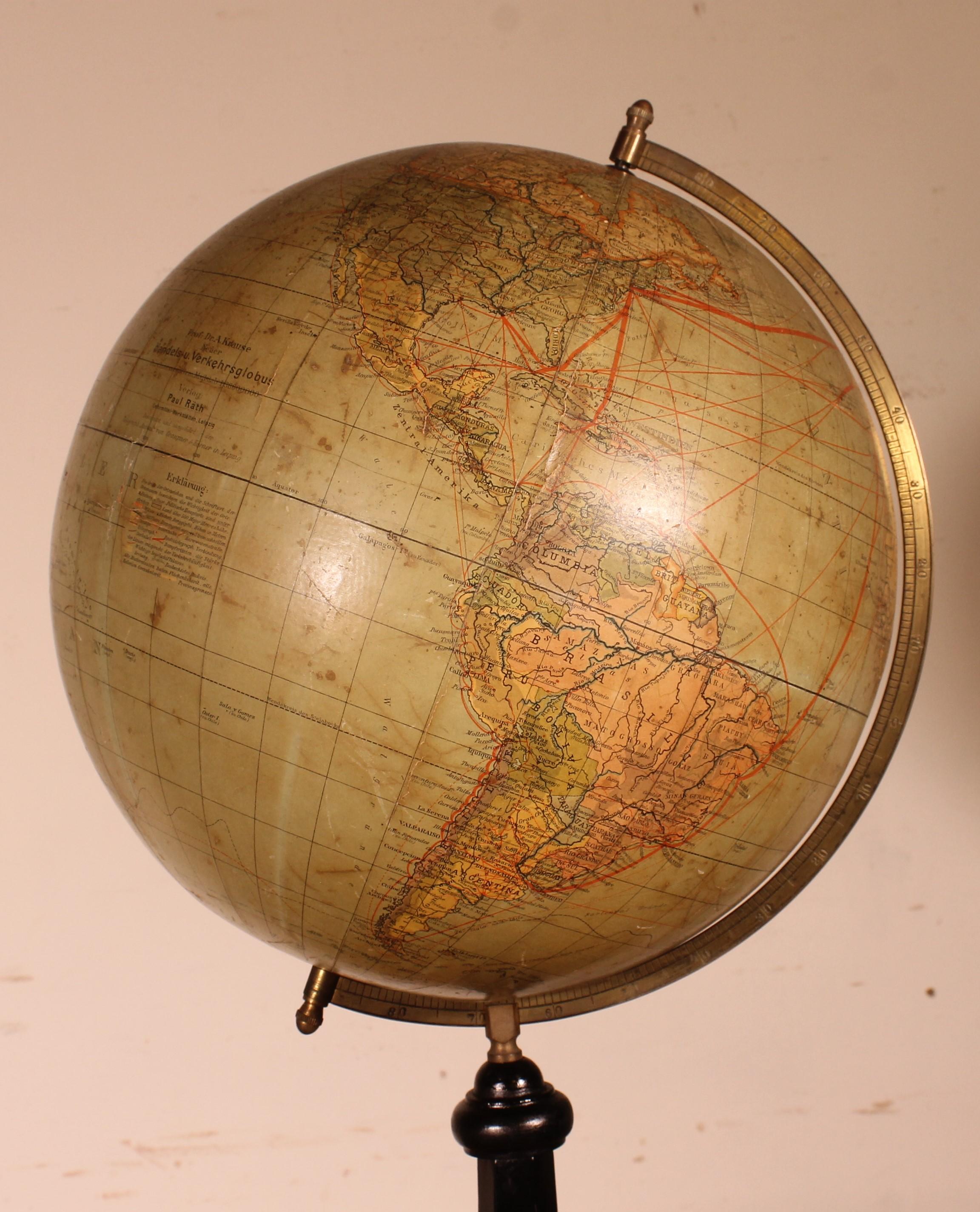 Aesthetic Movement Large Terrestrial Globe From Handels Und Verkehrsglobus 69cm High For Sale