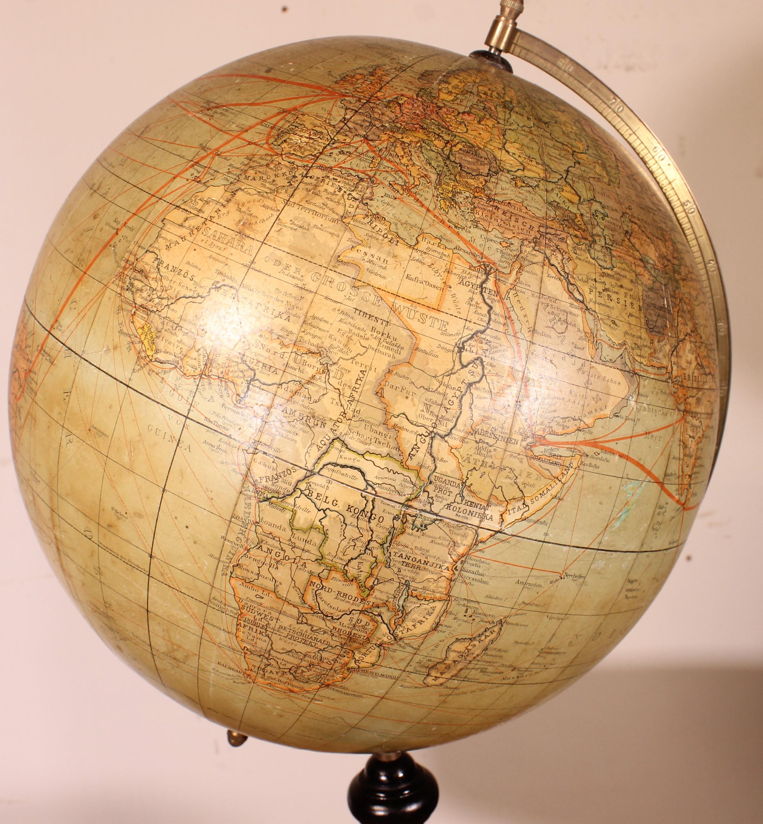 Large Terrestrial Globe From Handels Und Verkehrsglobus 69cm High For Sale 1