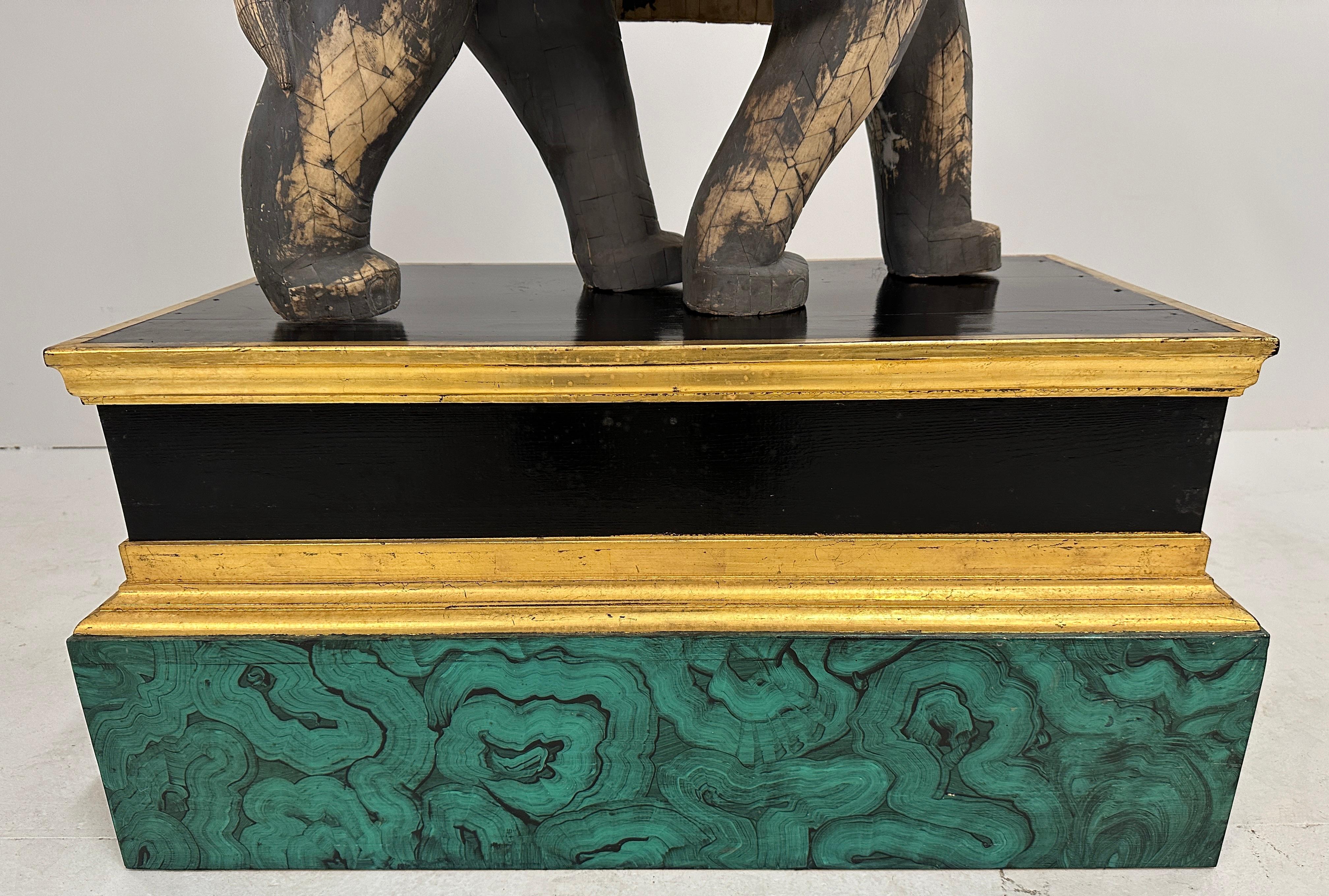 Large Tesselated Bone Elephant Sculpture on Custom Stand 5