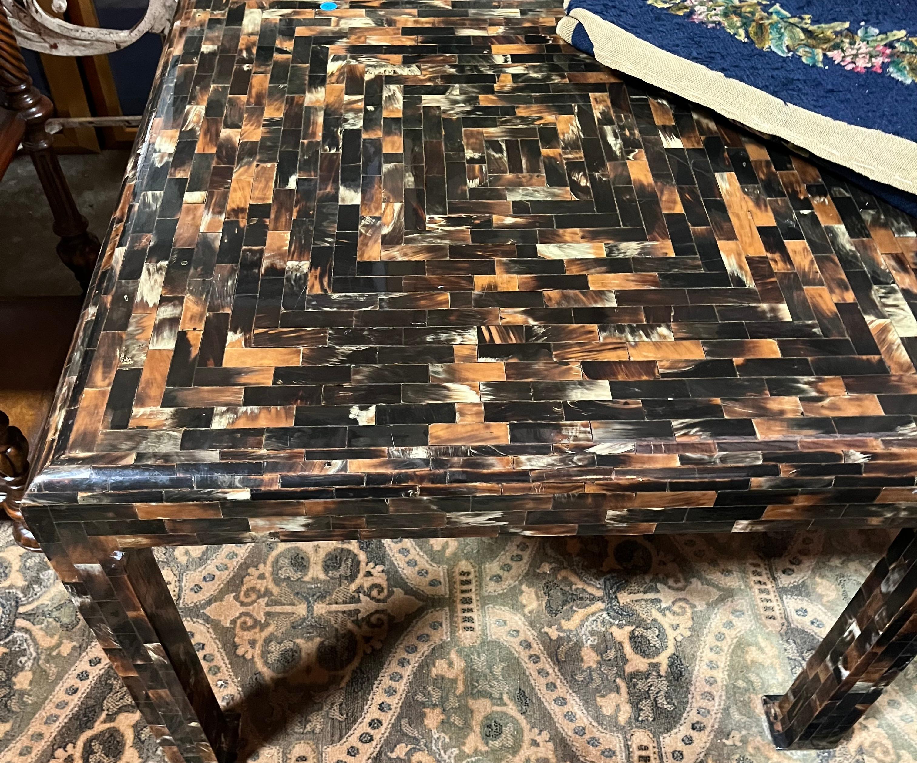 Cuban  Tessellated Horn Side Table Attributed to Enrique Garcia For Sale