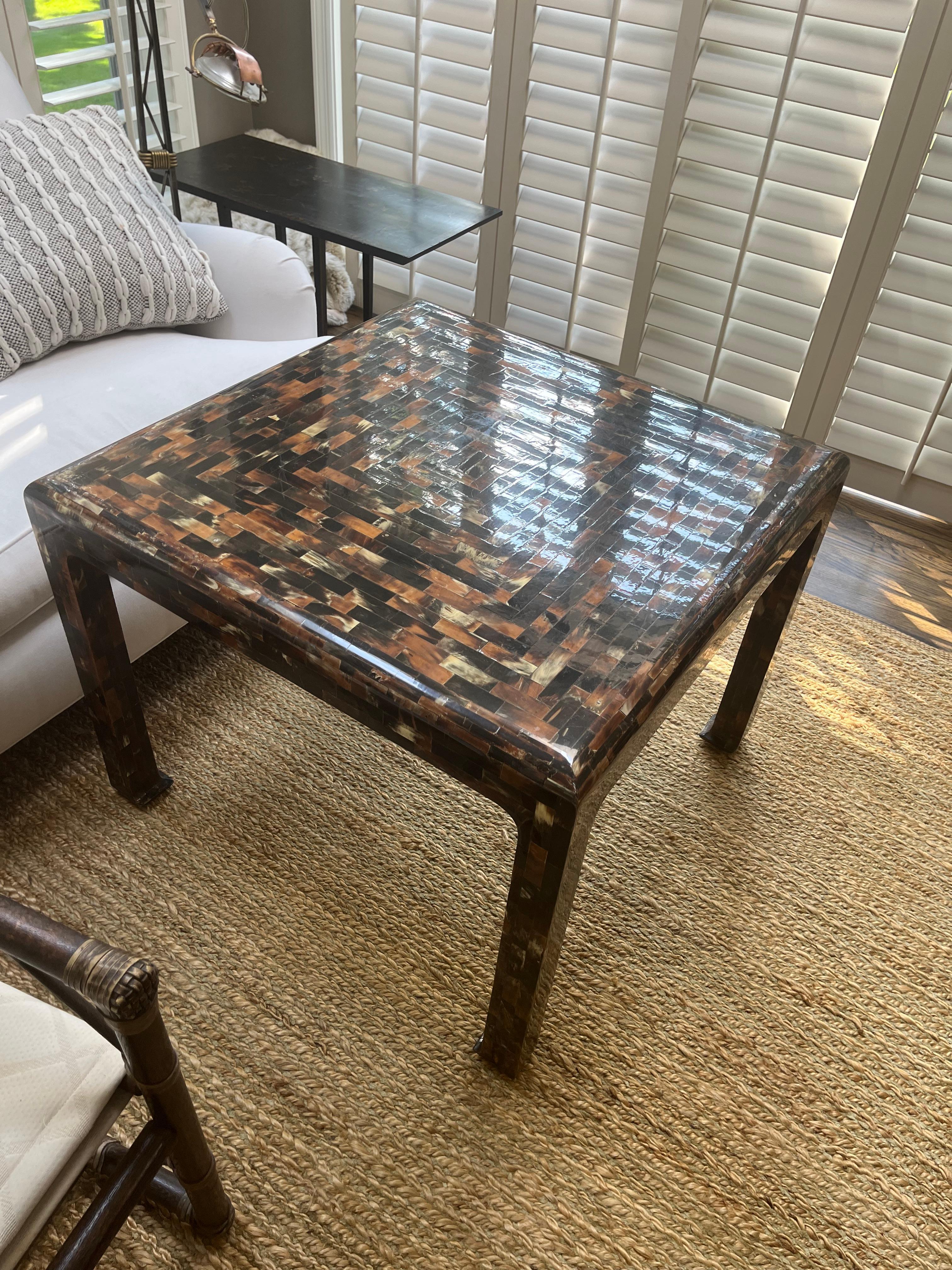  Tessellated Horn Side Table Attributed to Enrique Garcia In Good Condition For Sale In Chicago, IL