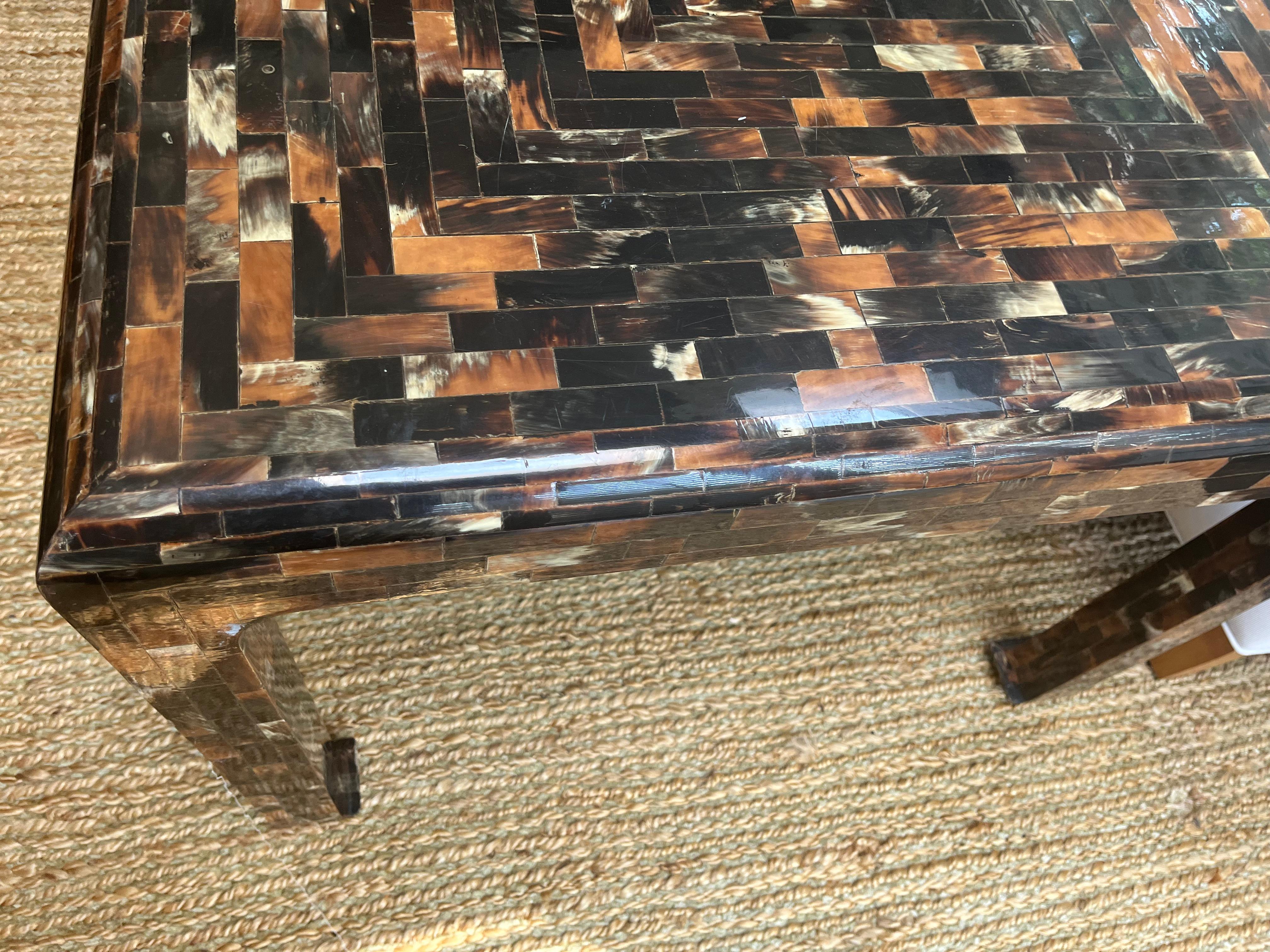 Late 20th Century  Tessellated Horn Side Table Attributed to Enrique Garcia For Sale