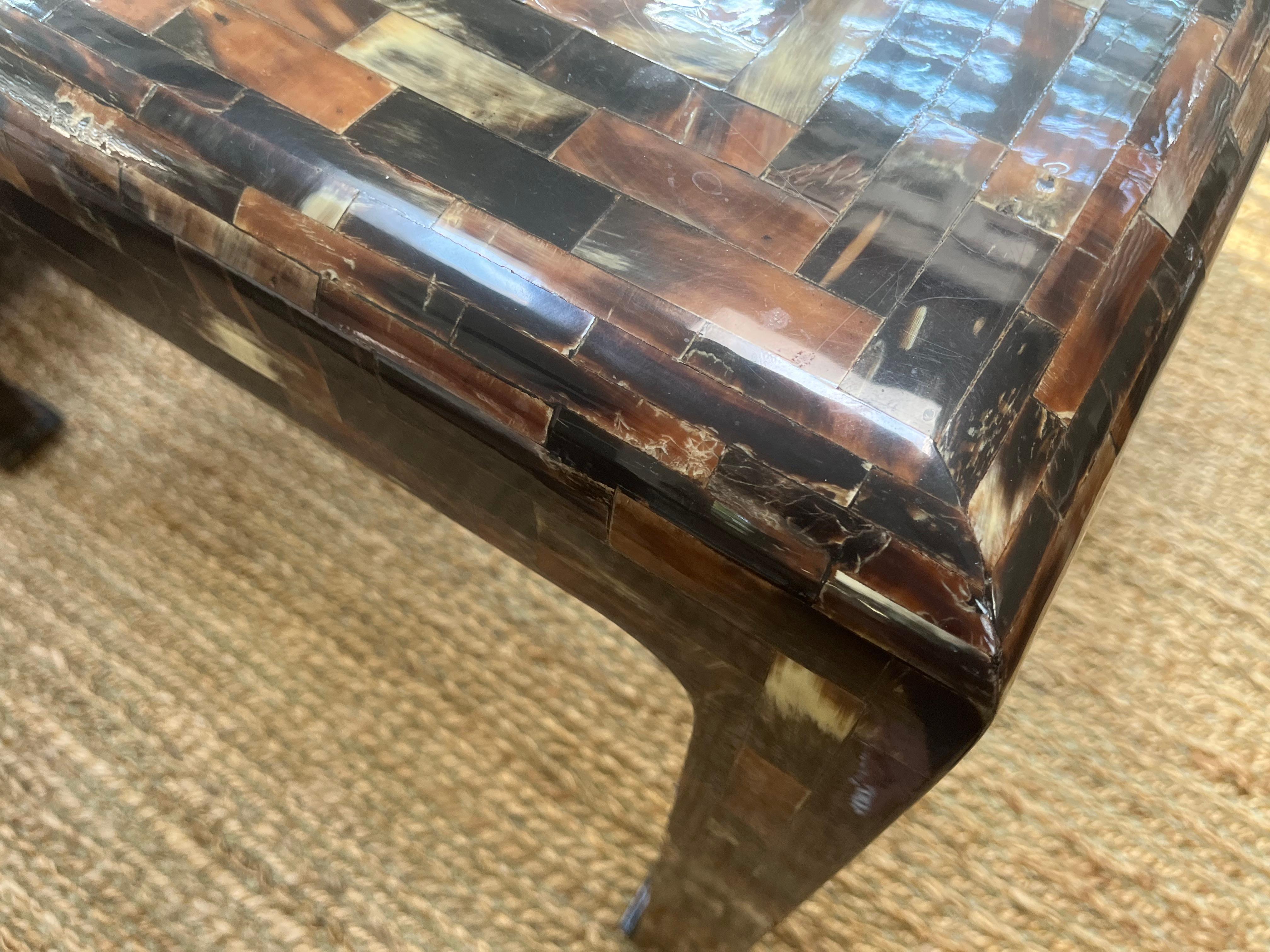  Tessellated Horn Side Table Attributed to Enrique Garcia For Sale 1