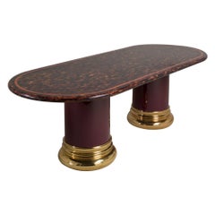 Large Tessellated Horn Veneered and Brass Table