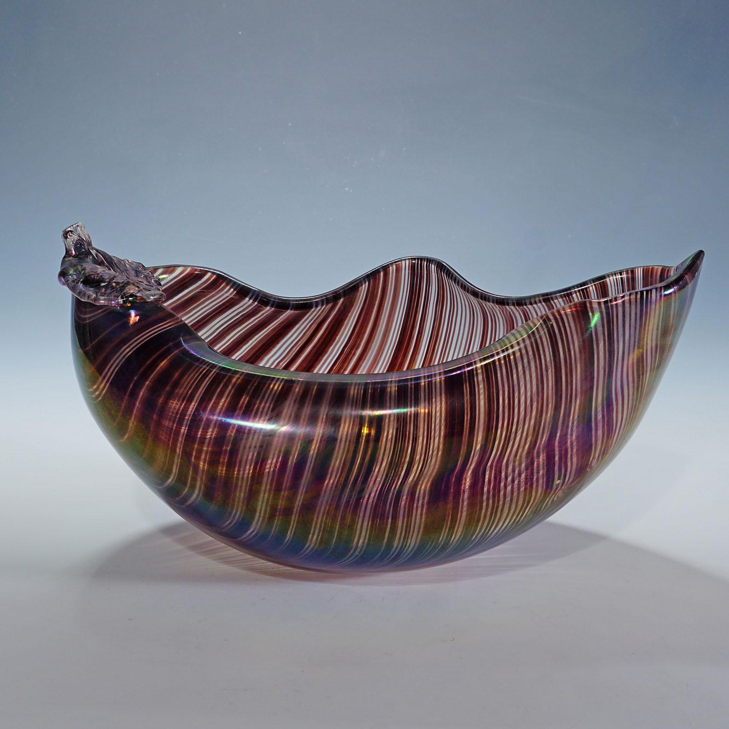 Mid-Century Modern Grand bol en tessuto par Tyra Lundgren pour Venini, Murano en vente