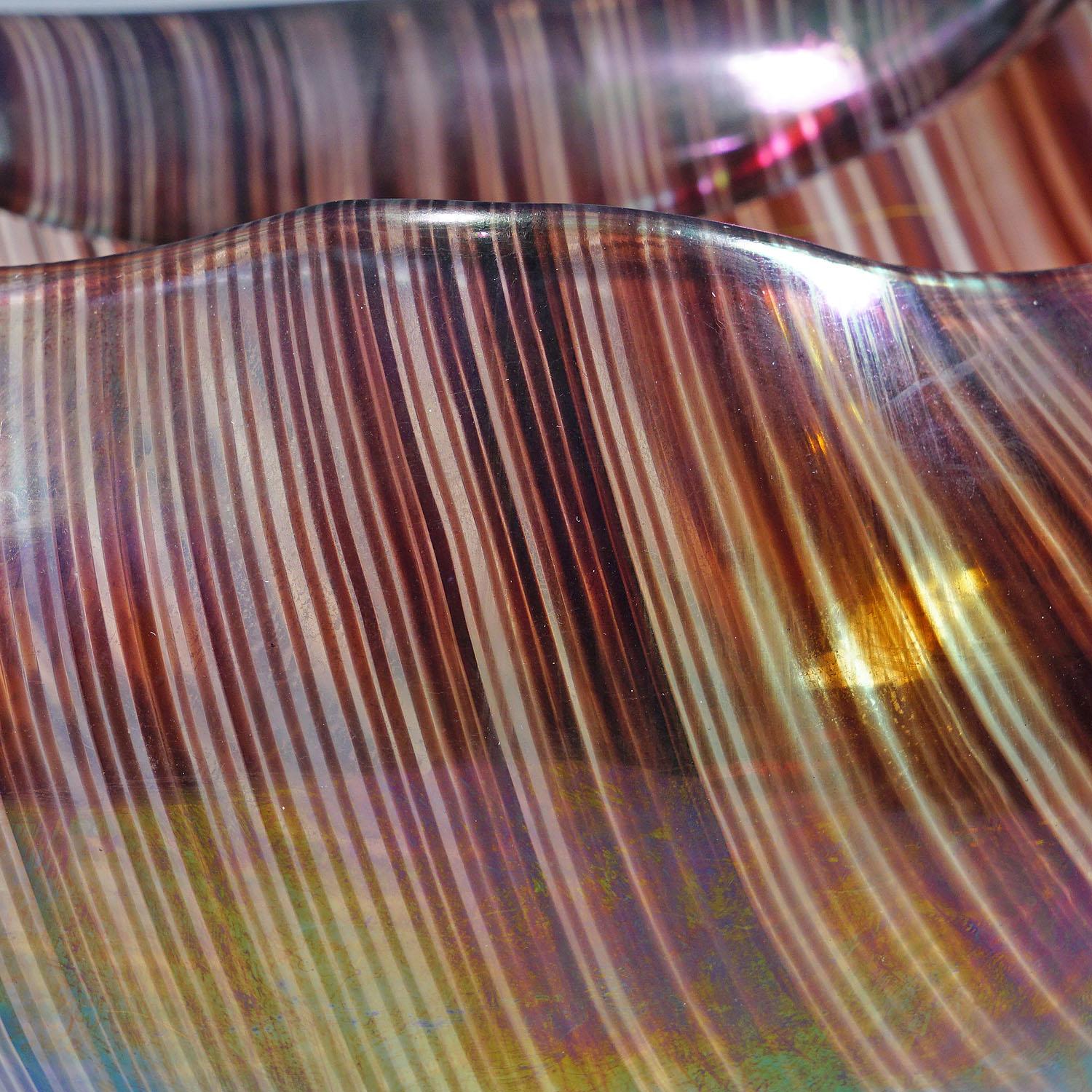 Verre d'art Grand bol en tessuto par Tyra Lundgren pour Venini, Murano en vente