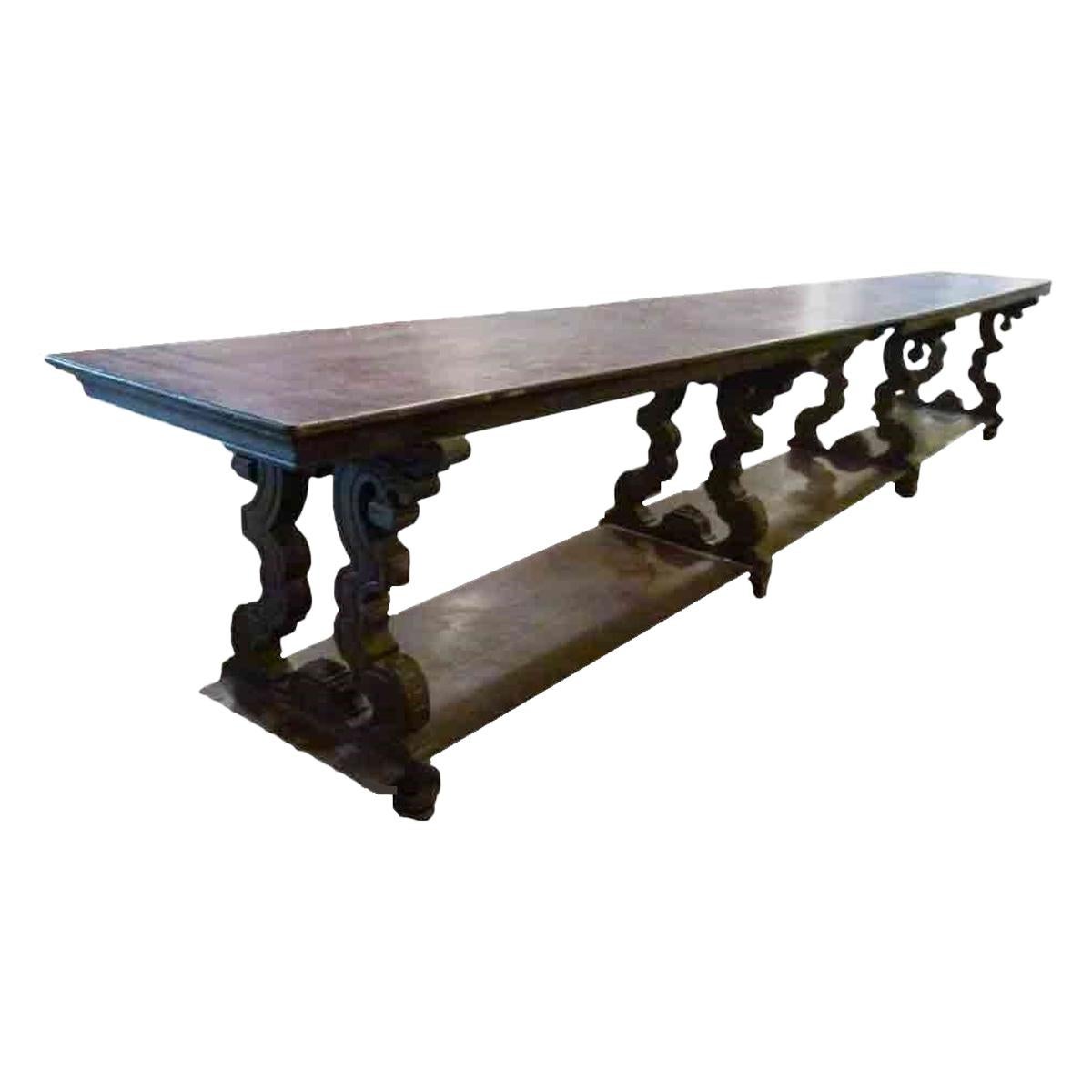 Large Textile 19th Century Store Counter in Solid Wood