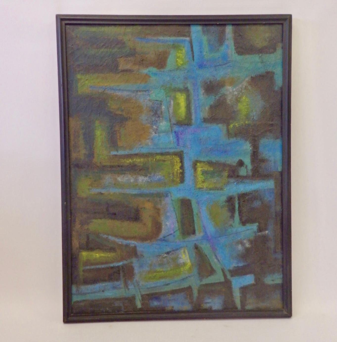 Peint à la main Grande peinture à l'huile abstraite texturée de Robert Berger en vente