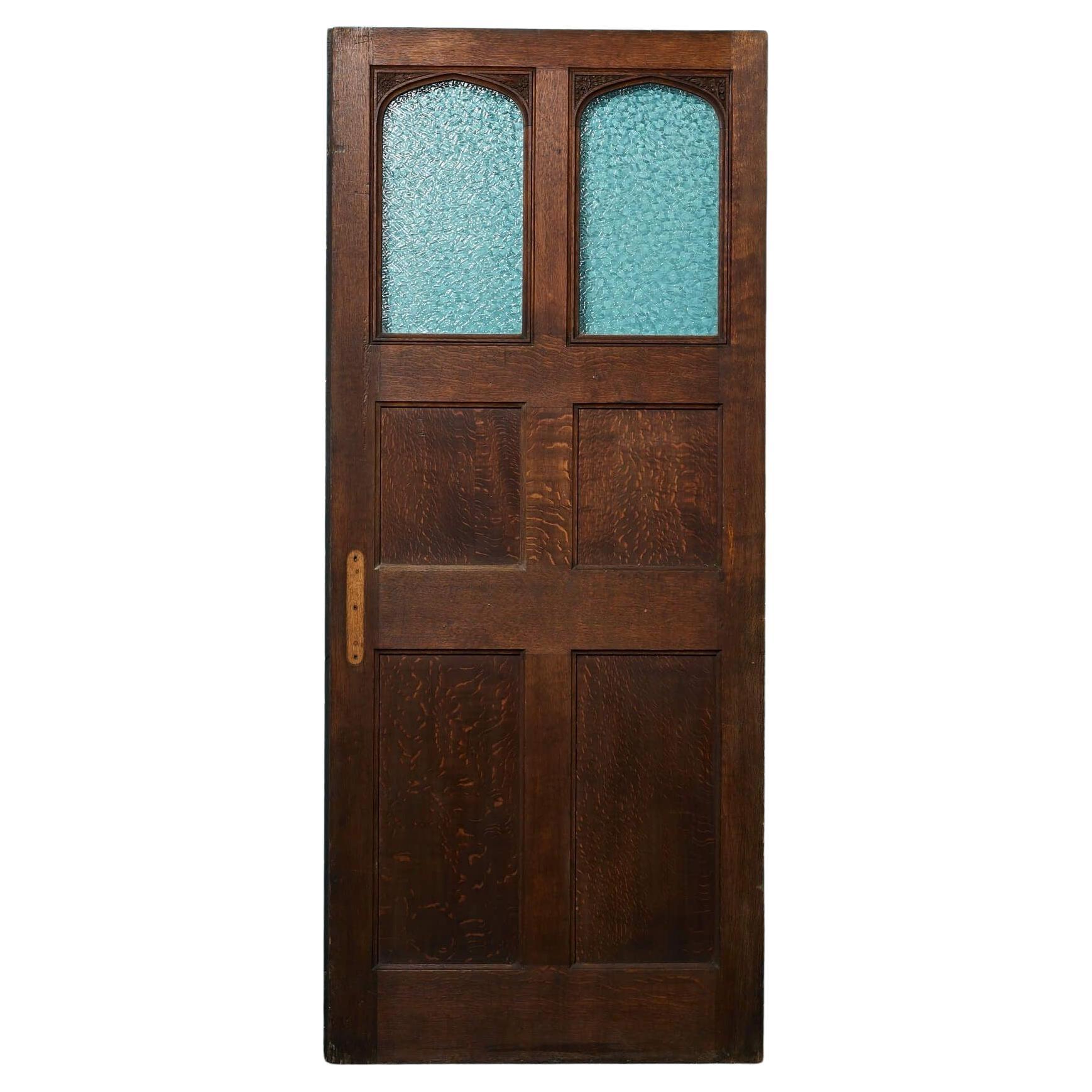 Large Textured Glass Antique Oak Door