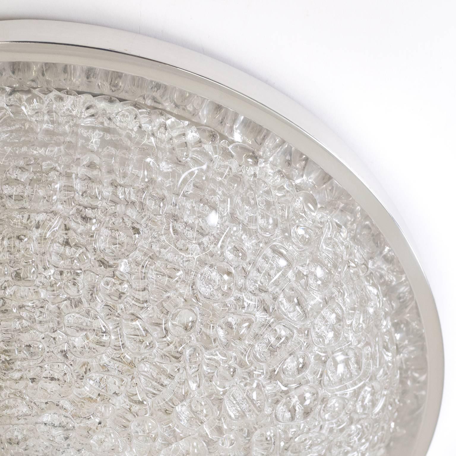 Late 20th Century Large Textured Glass Flush Mount, 1960s