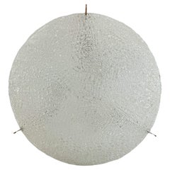 Large Textured Glass Flush Mount Light by Kaiser, Germany, 1960s